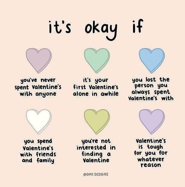 Valentine&rsquo;s Day is just around the corner so here are some important reminders that self love 💕 is equally important on the day of love 💗
&mdash;
graphic courtesy of @gmf.designs 
&mdash;
#mentalhealth #valentines #reminder
