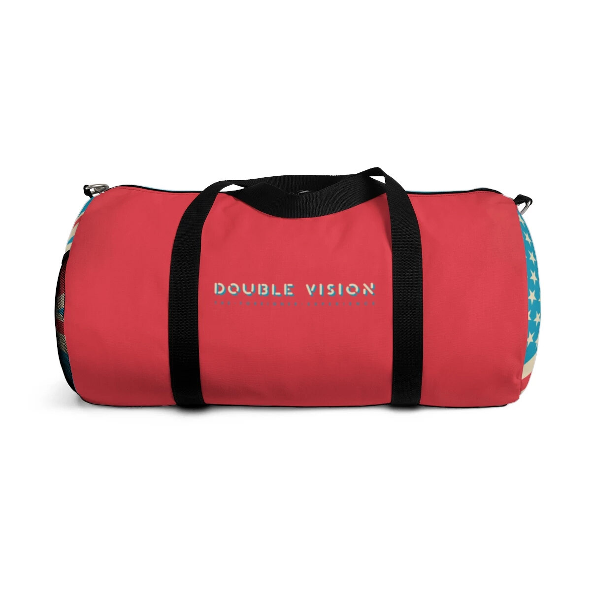 Double Vision . Blue & Red Duffel Bag