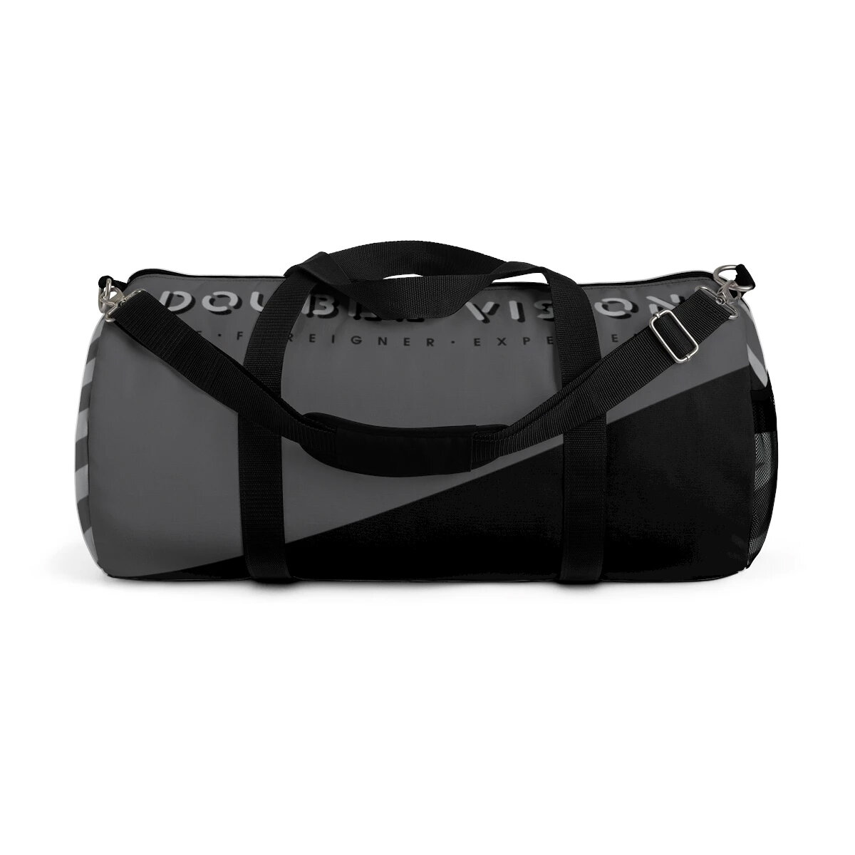 Double Vision . Gray & Black Duffel Bag