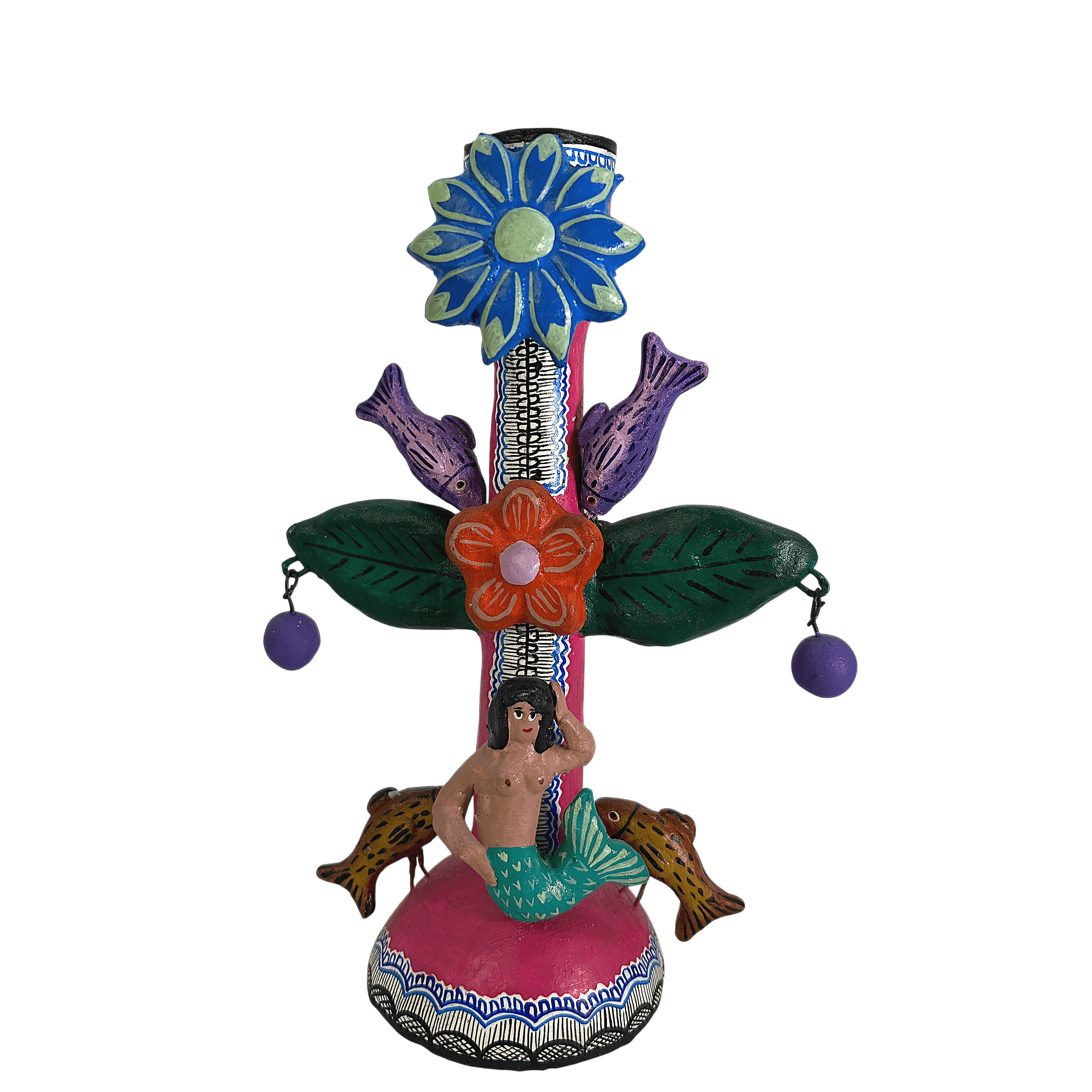 Handcrafted Mexican Clay Candle Holder