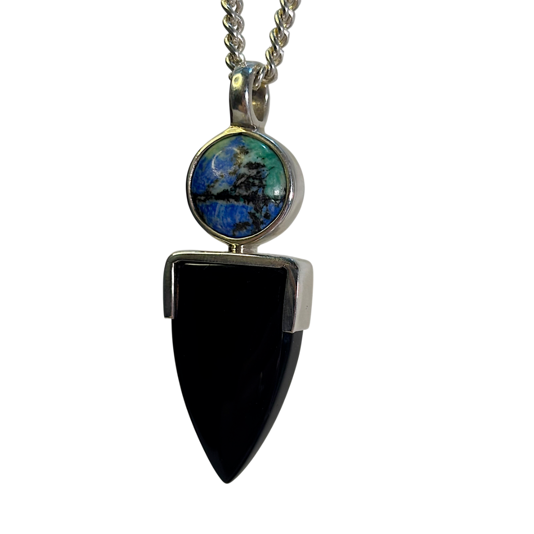 Black Onyx & Chrysocolla Pendant
