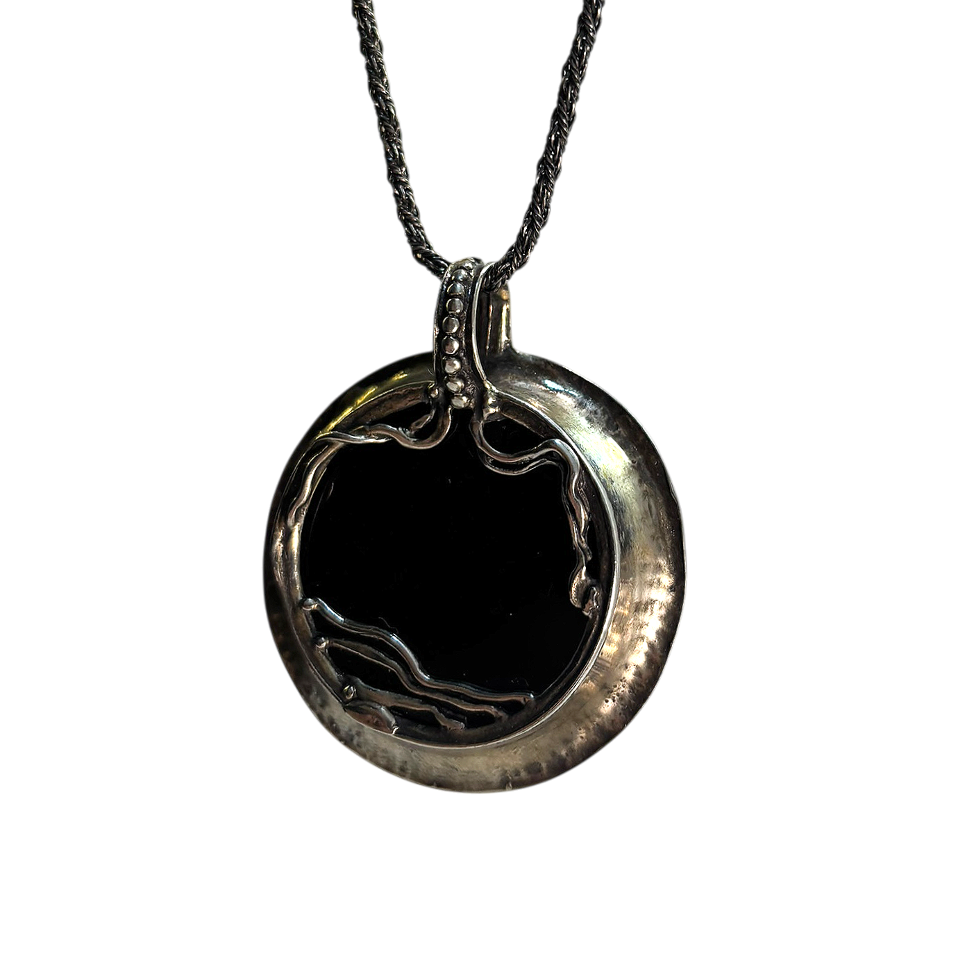 Obsidian Art Nouveau Pendant