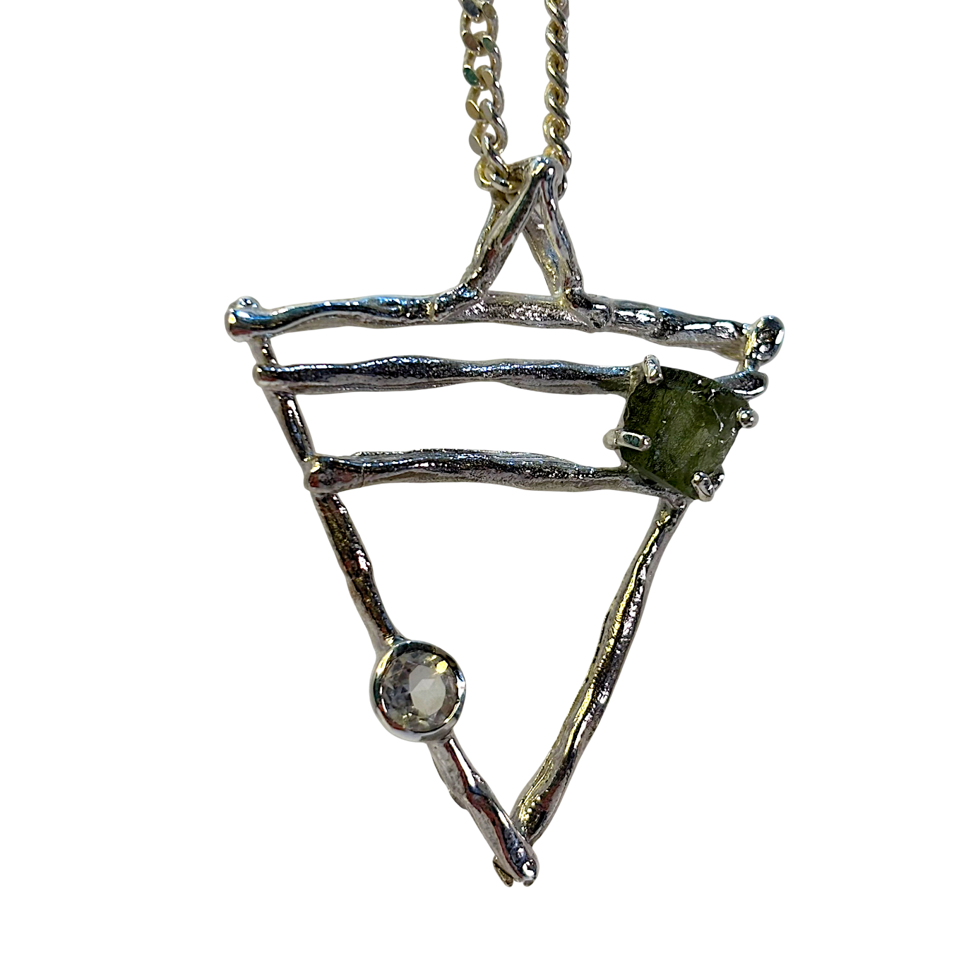 Moldavite & Clear Quartz Pendant