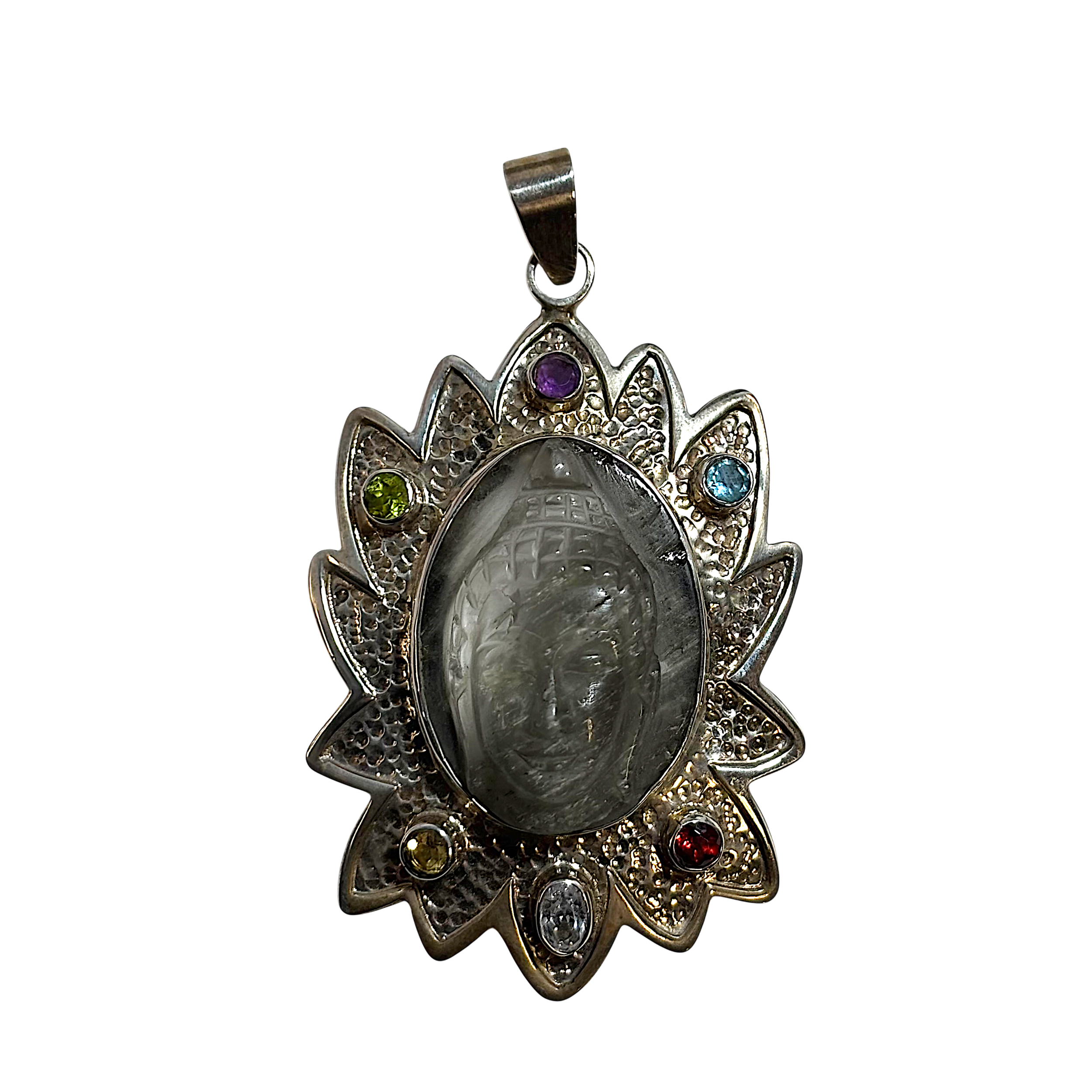 Labradorite Buddha Pendant