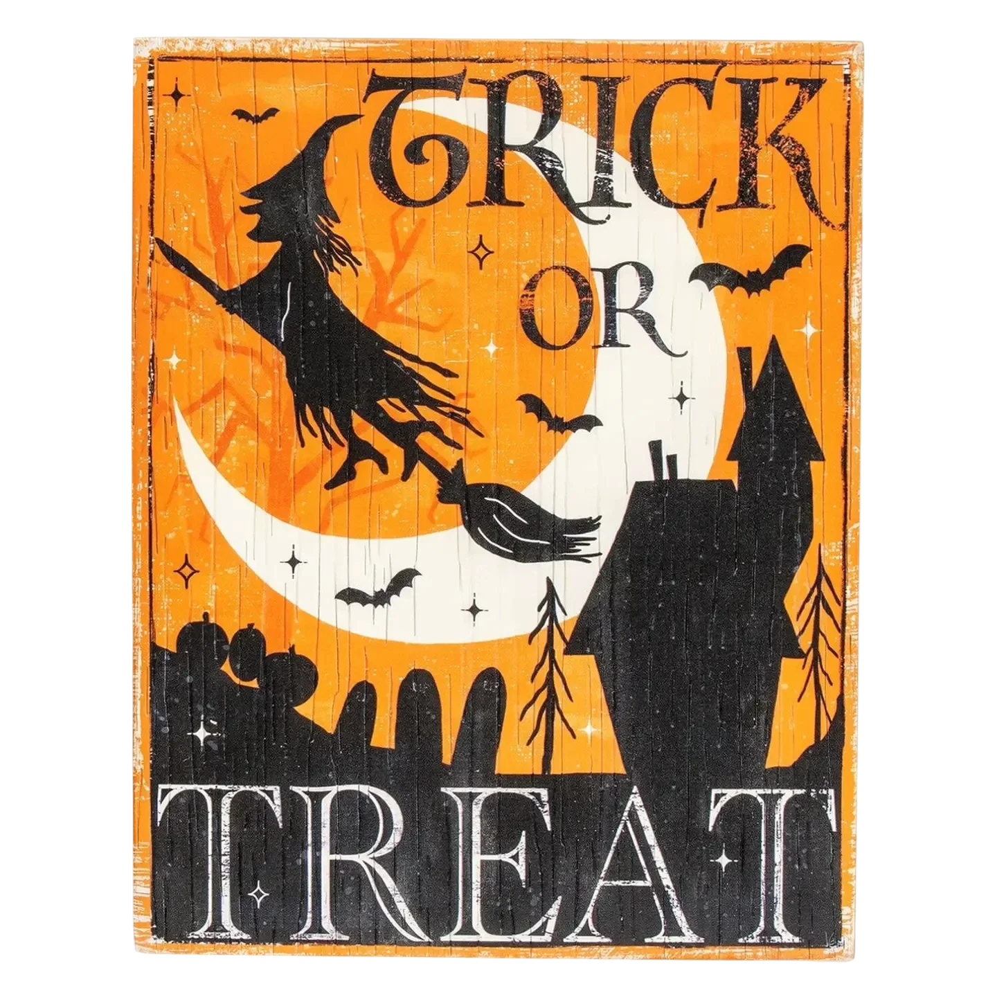 Weathered Wood Trick or Treat Witch Sign