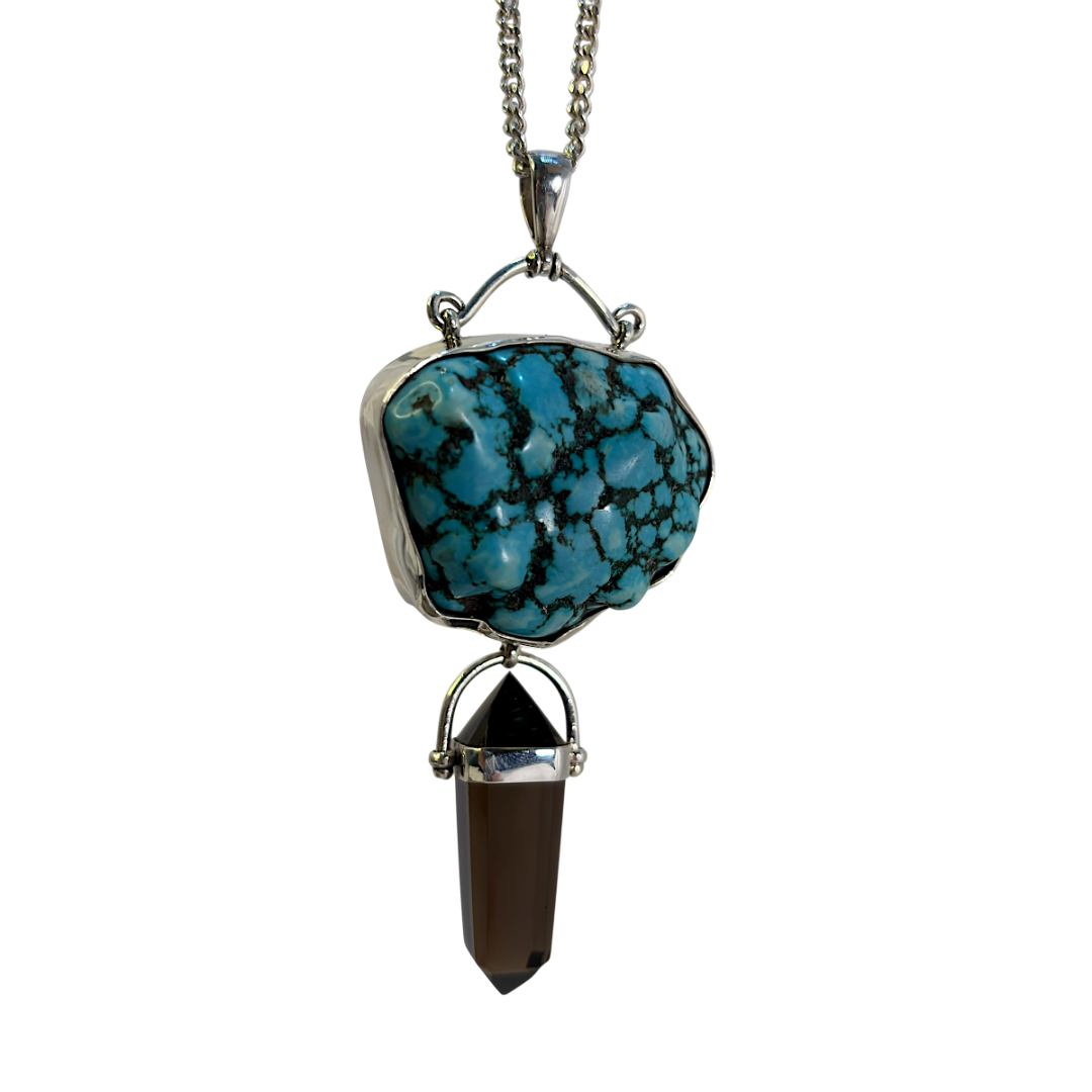 Turquoise & Smoky Quartz Pendant