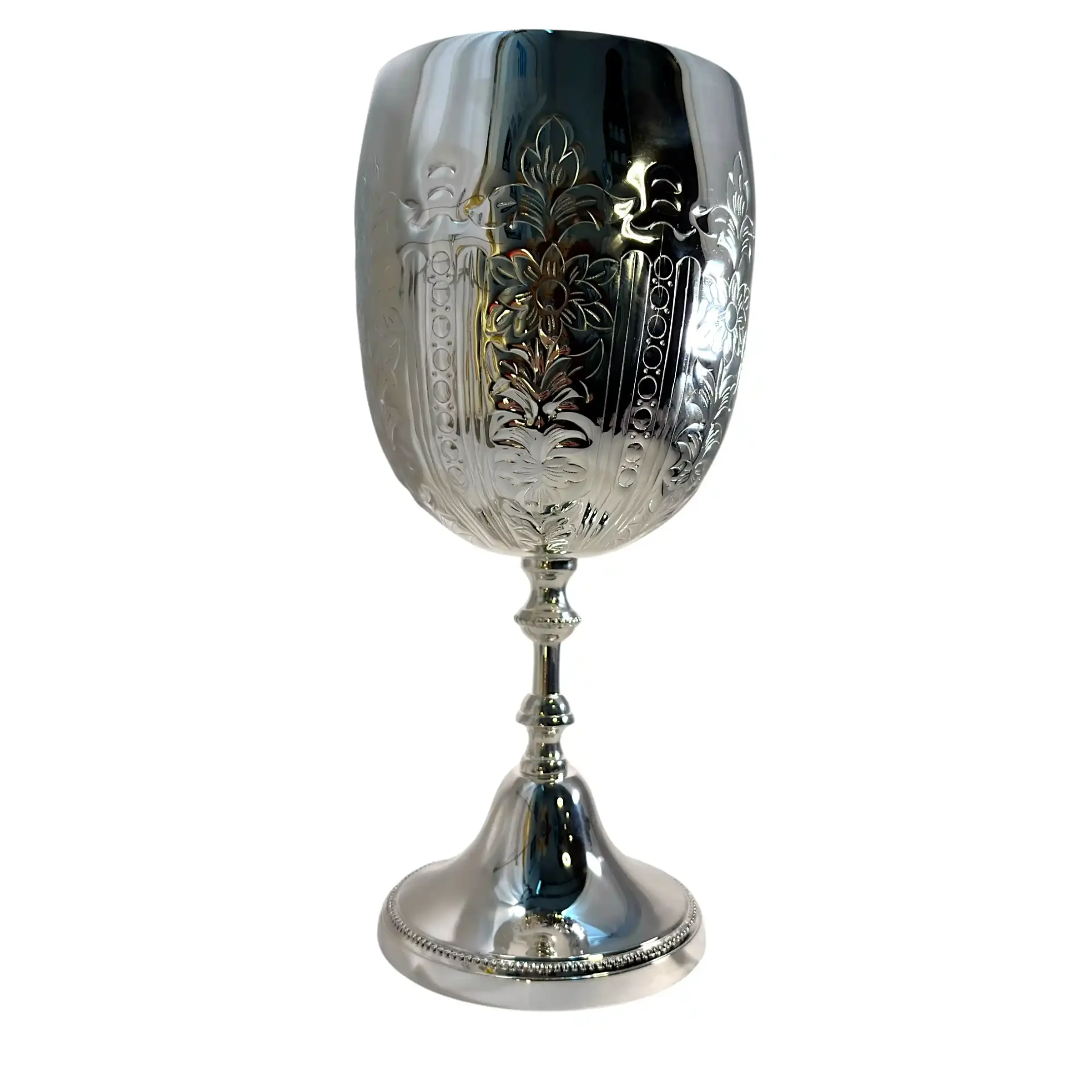 Large Silver Plated chalice - embossed