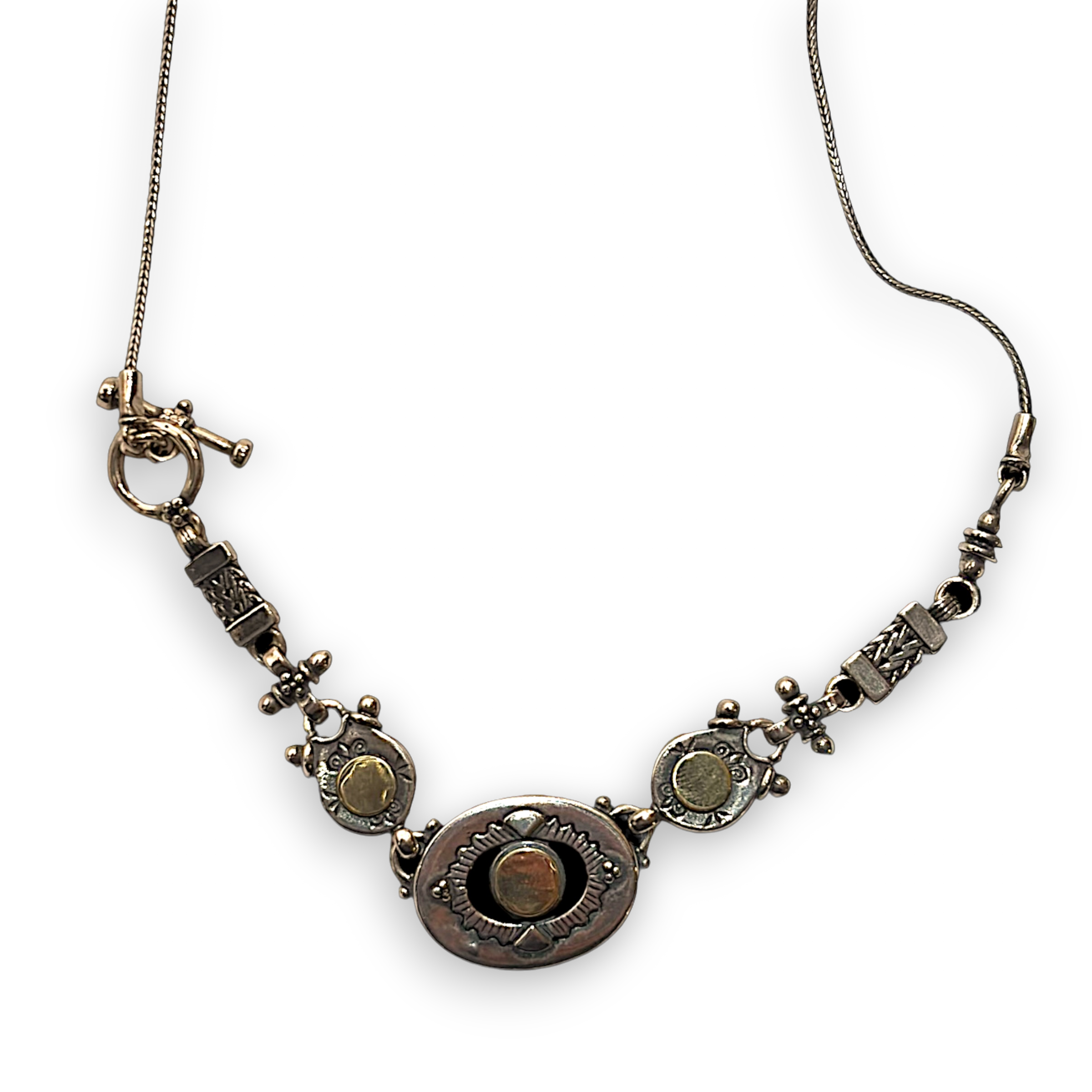 Silver & Bronze Talisman Necklace