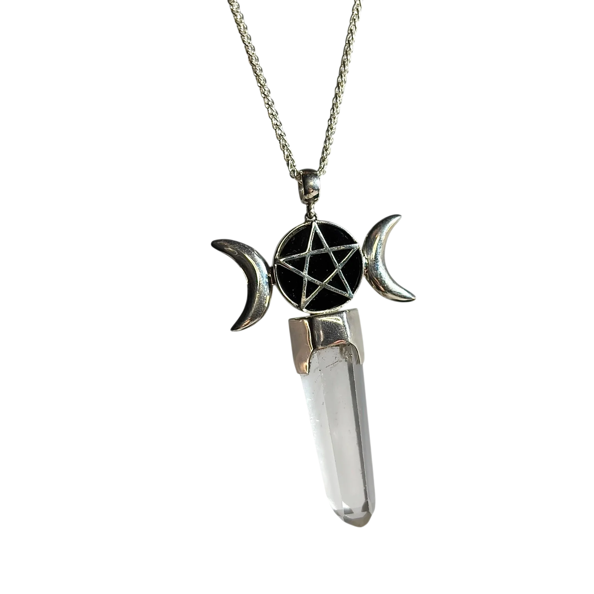 Clear Quartz Moon Pendant
