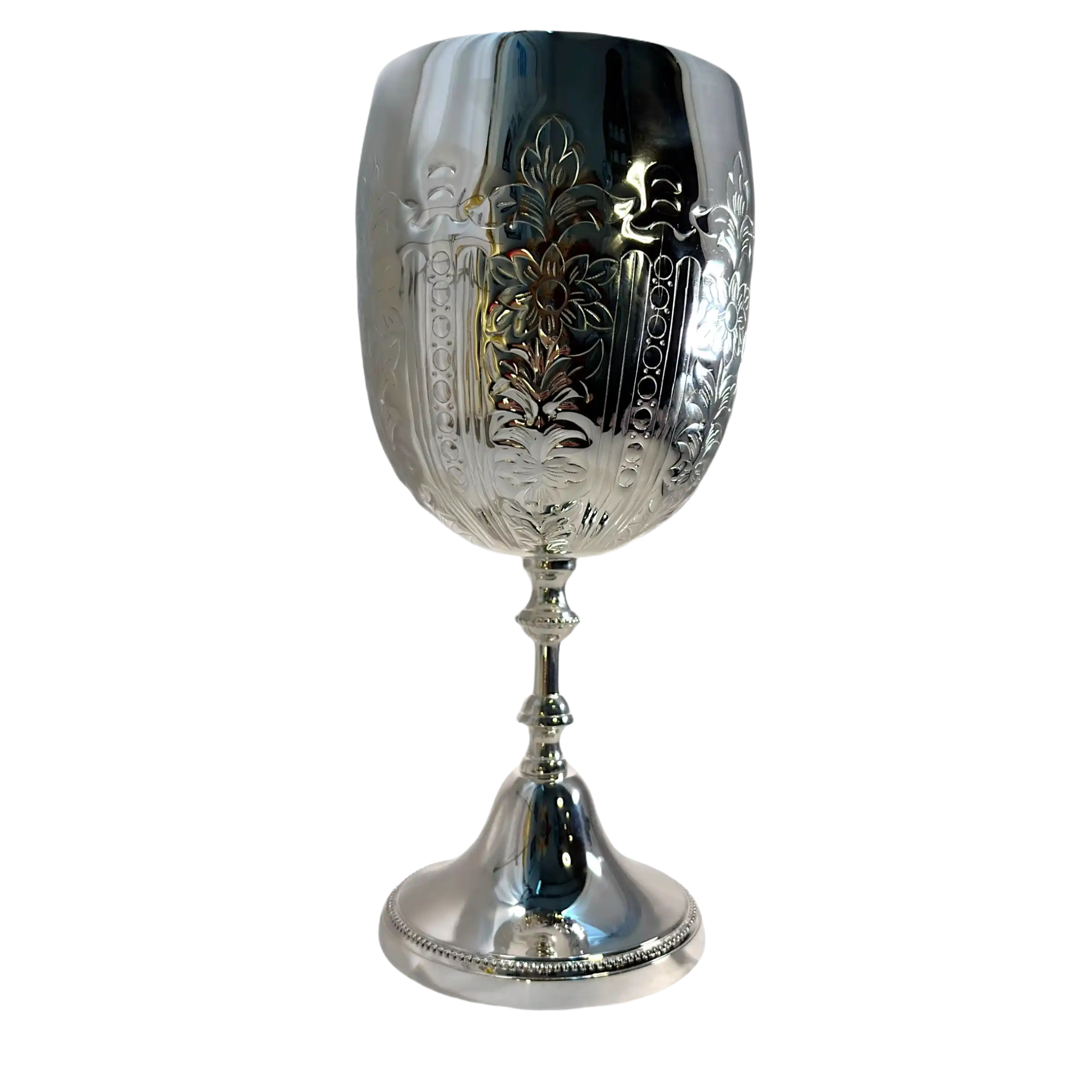 Large Silver Plated chalice - embossed