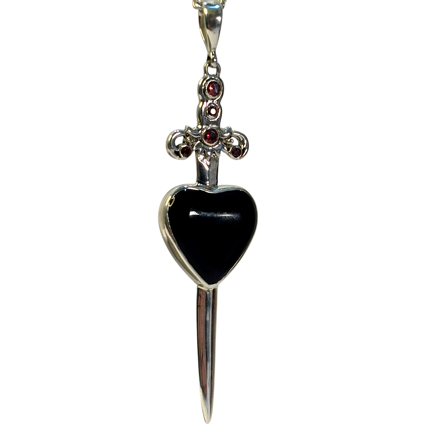 Black Onyx & Garnet Heart Healing Talisman