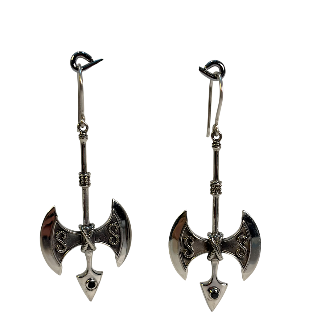 Sterling Silver Battle Axe Earrings