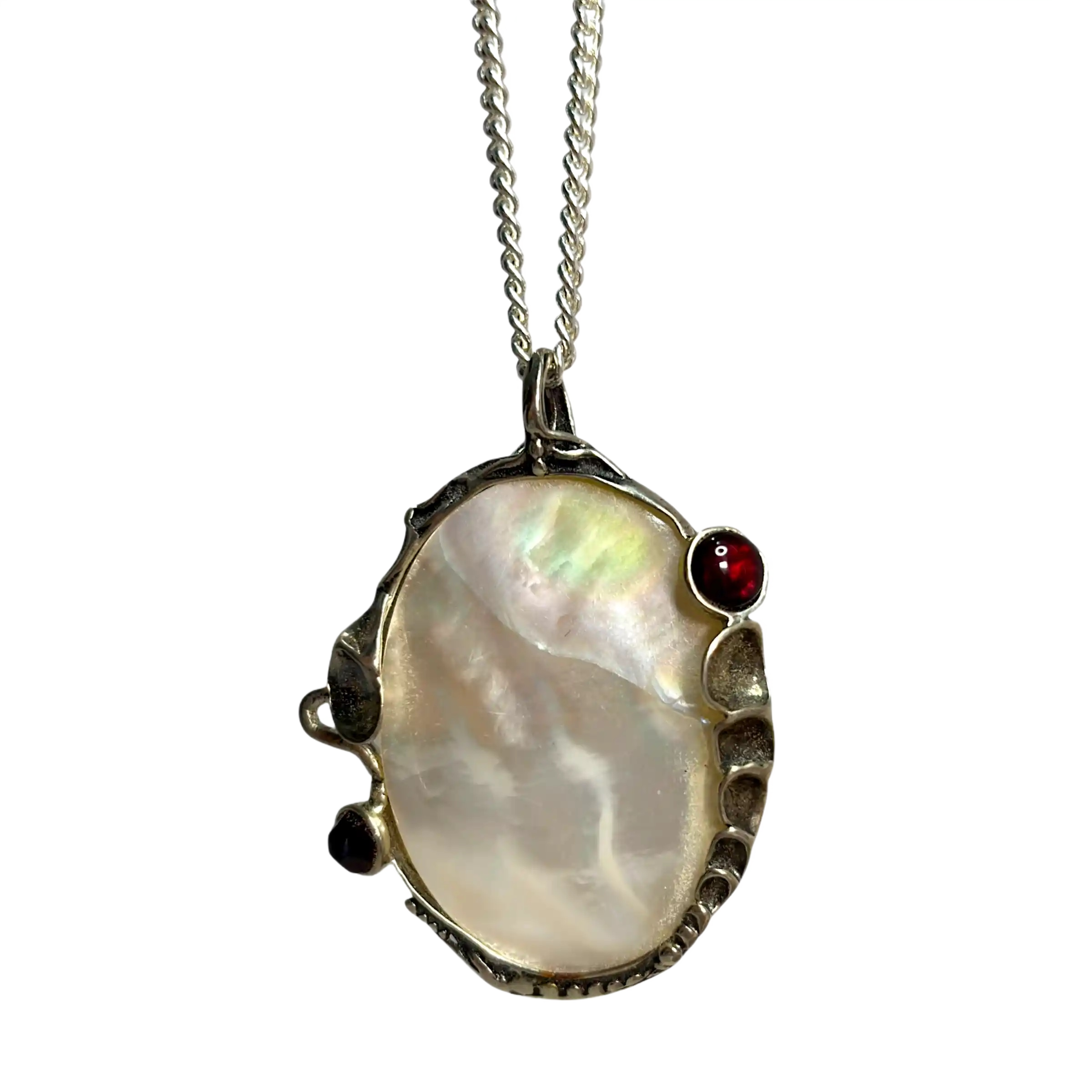 Mother of Pearl & Garnet Pendant (For Divine Self Worth)