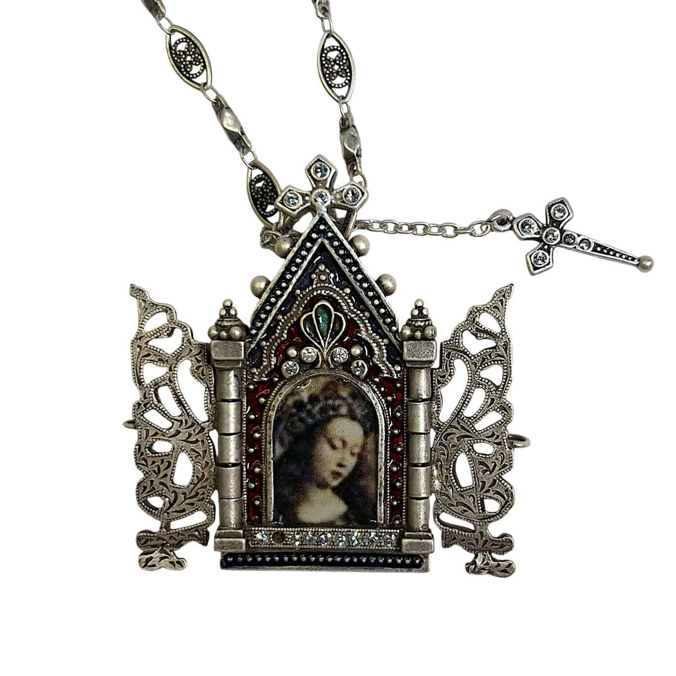 Enamel Cathedral Locket Necklace