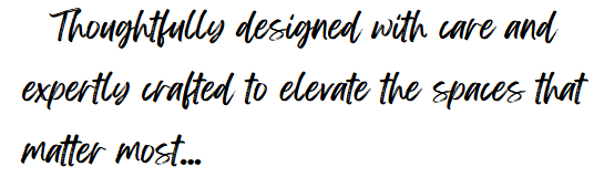 Close-up of text in a script font about thoughtful design and craftsmanship.