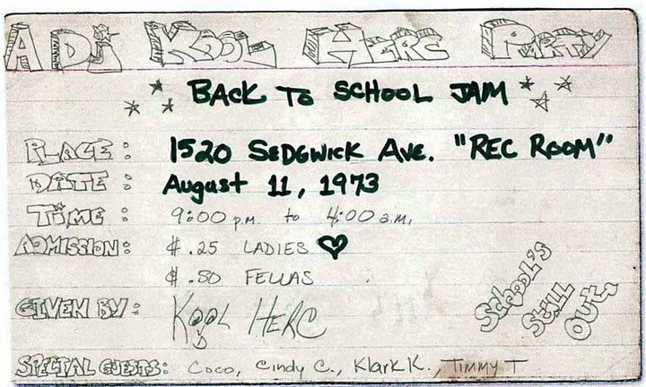 49 years ago, Cindy Campbell, the younger sister to the famed Dj Kool Herc, planned a back-to-school party in the wreck room at 1520 Sedgwick blvd. South Bronx NY.  At this party Herc would develop a technique called the Merry-go-round, where he exte