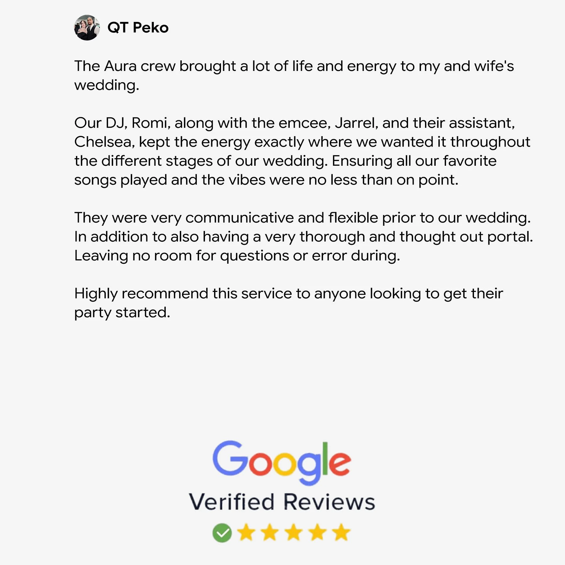 QT Peko Google Review
