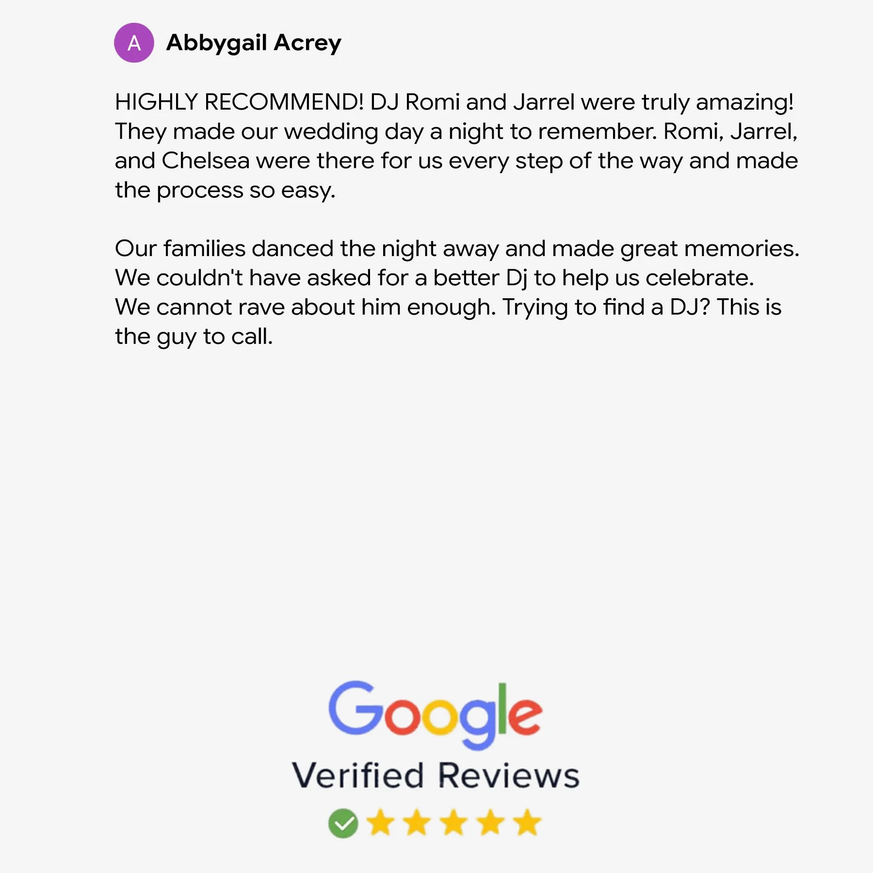 Abbygail Acrey Google Review