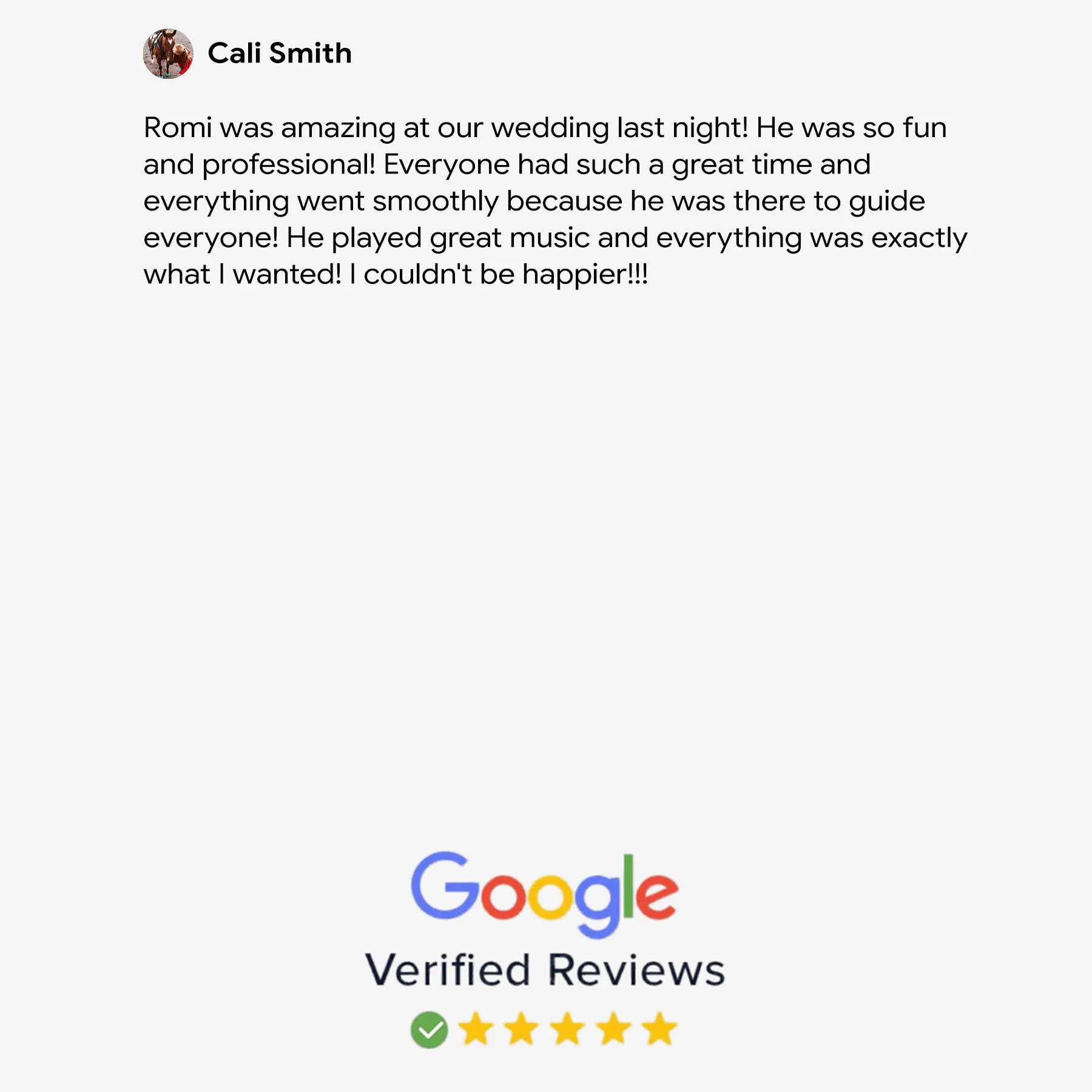 Cali Smith Google Review