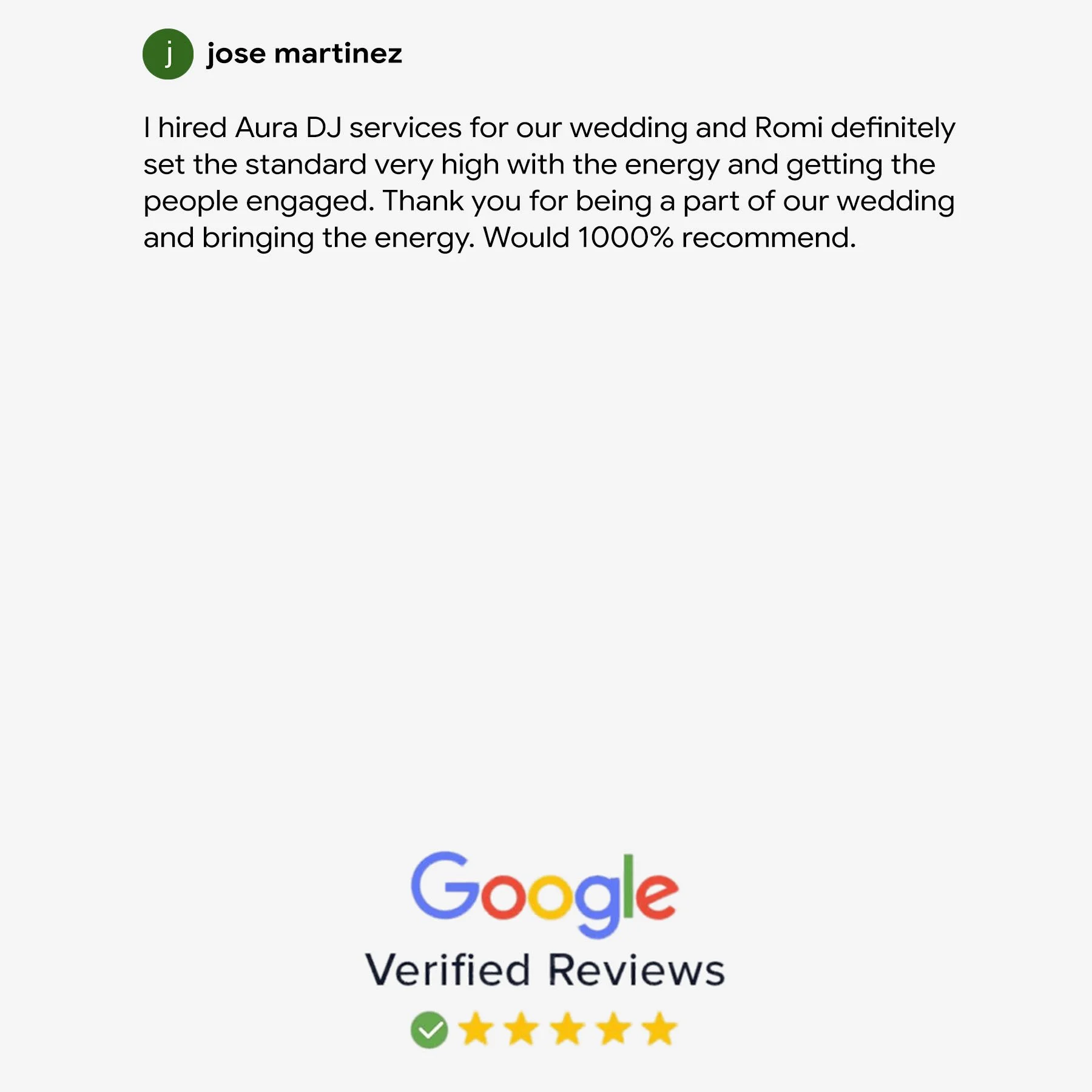 jose martinez Google Review