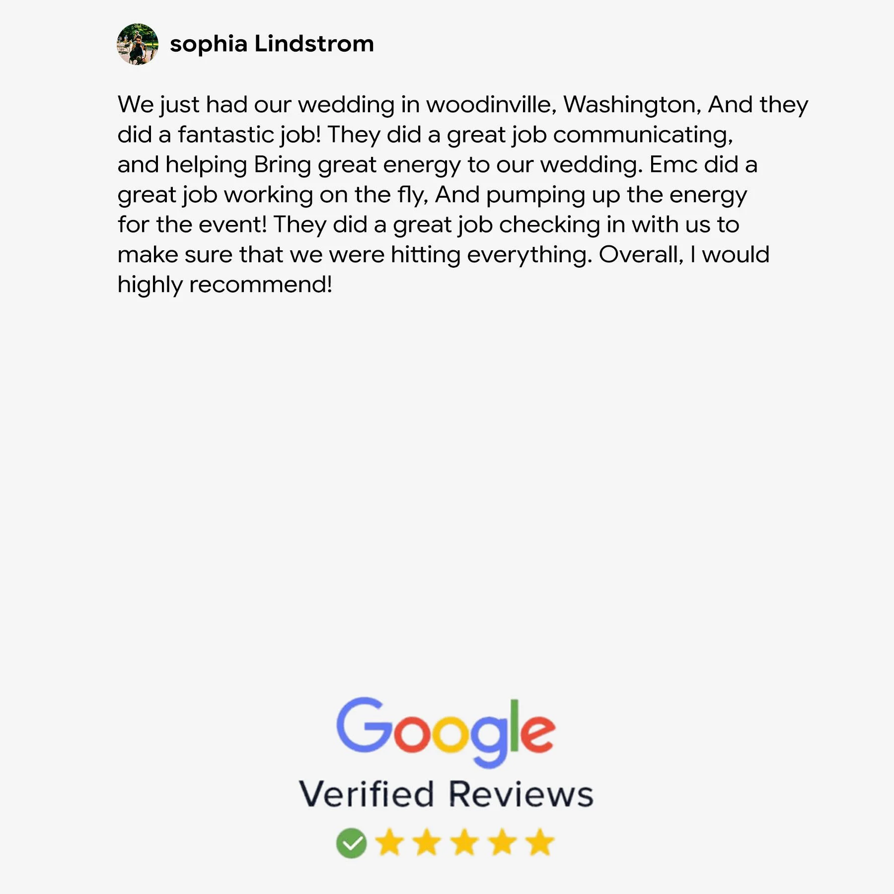 sophia Lindstrom Google Review