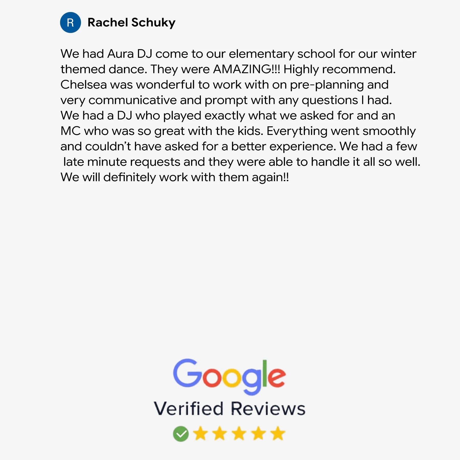 Rachel Schuky Google Review