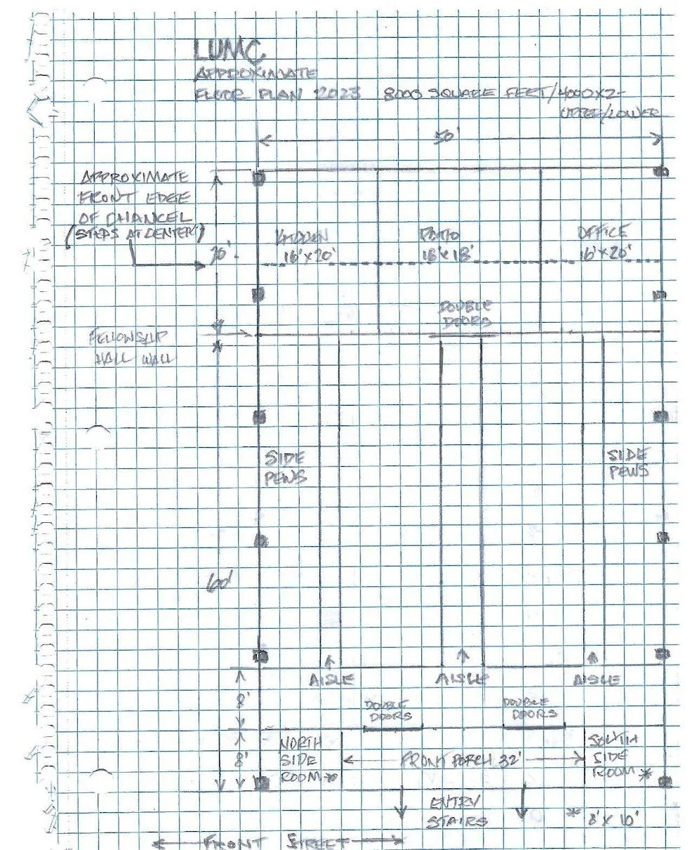 Church Before the Fire (approximate dimensions)