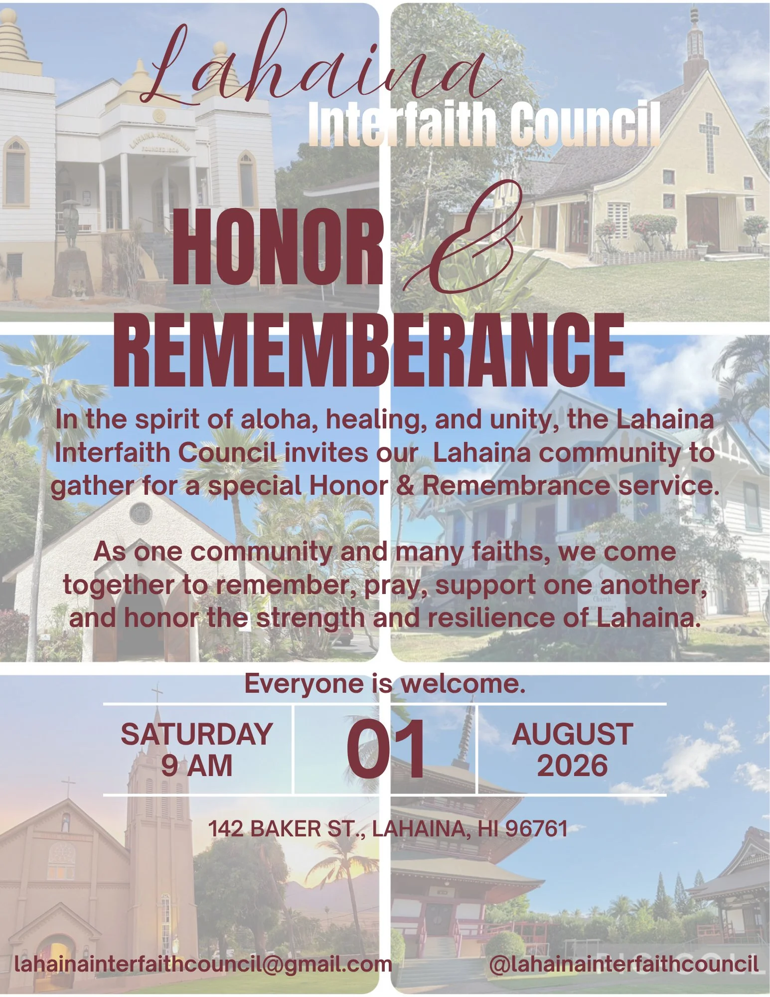 Lahaina Interfaith Memorial Service, August 1st, 2026, 9AM