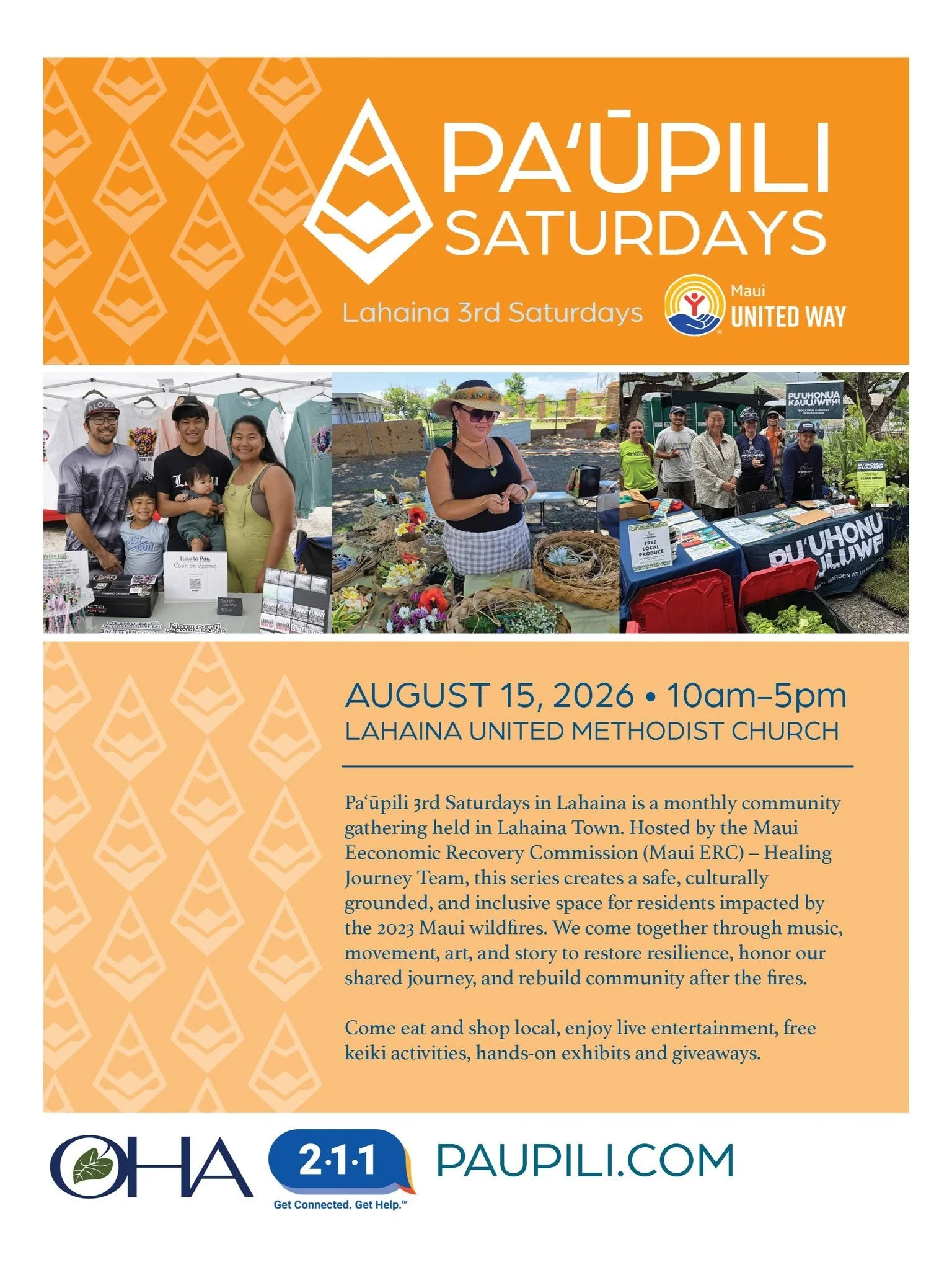 Pa'upili Third Saturdays at Lahaina United Methodist Church, August 15th