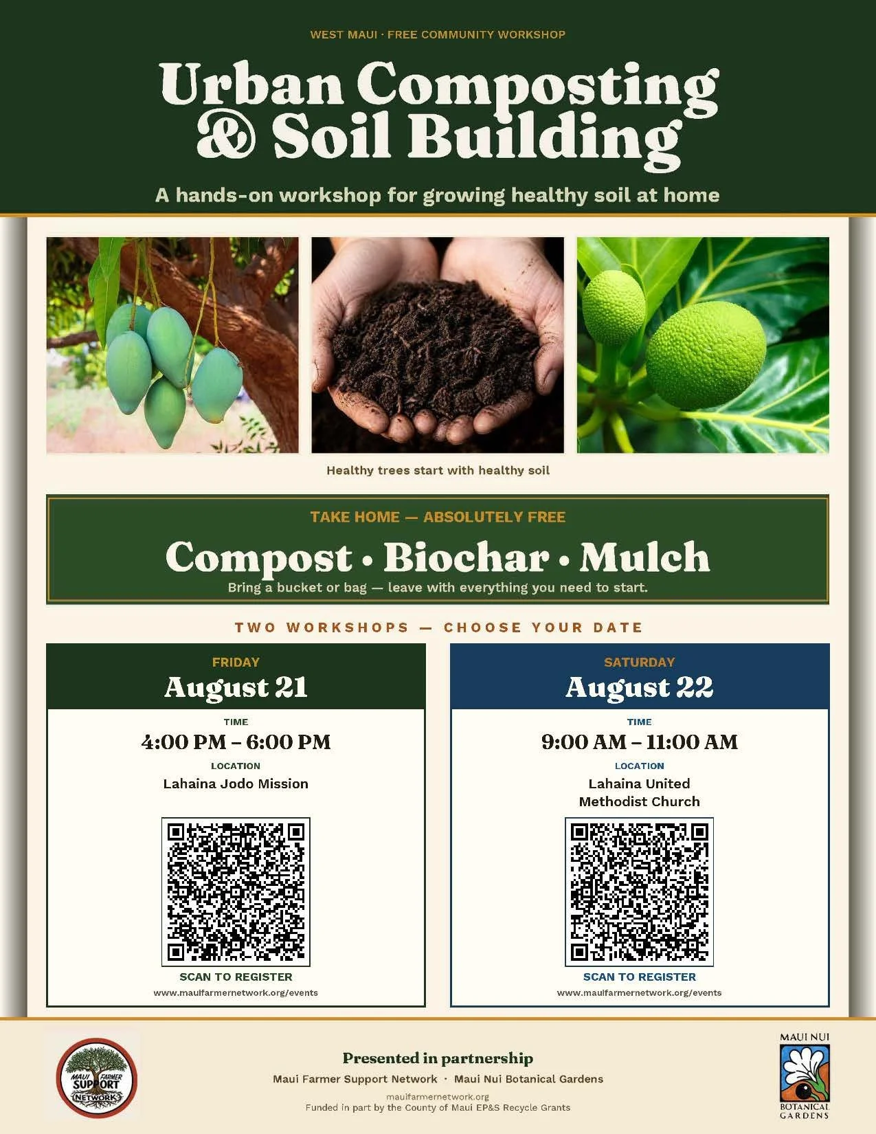 Soil Building Workshop at the Lahaina UMC, Saturday, August 22 from 9-11 AM