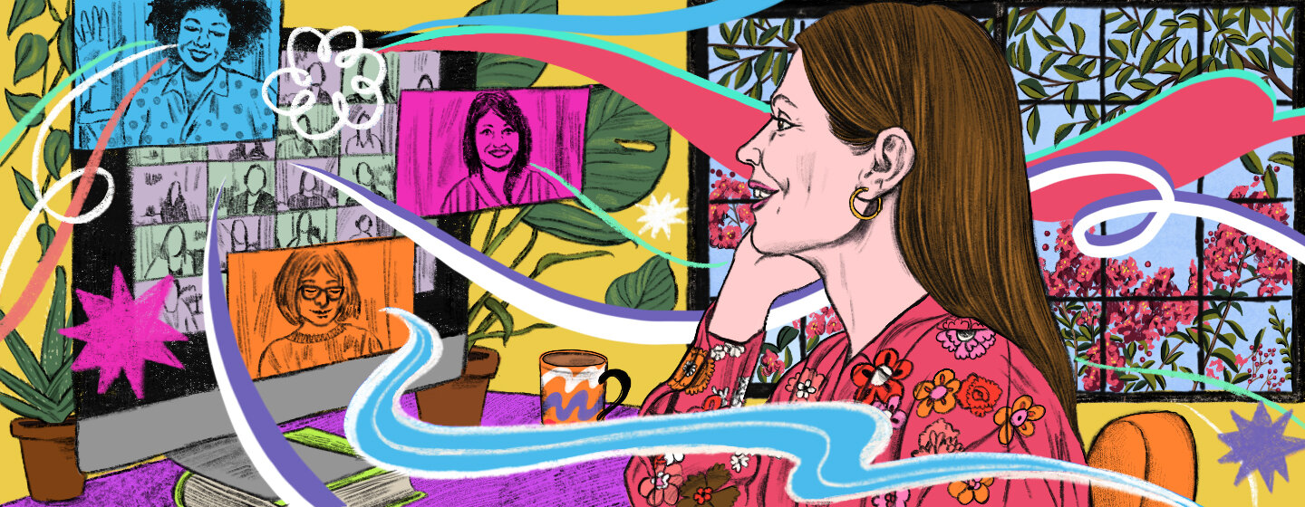   “Why The Virtual Social Scene I Once Detested Isn't So Bad After All”   Illustration for AARP Magazine’s “The Girlfriend” 