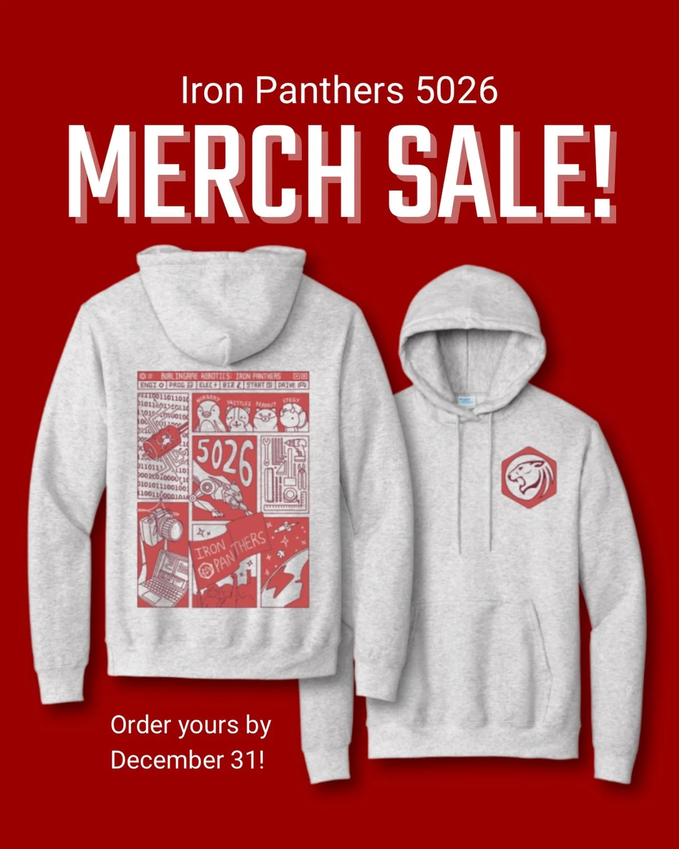 Looking for some robotics merch to stay warm this season? Well, here&rsquo;s your chance! In collaboration with @frctees, we&rsquo;ve set up a winter merch sale lasting through December so that you can get our famous hoodie for only $40. Featuring an