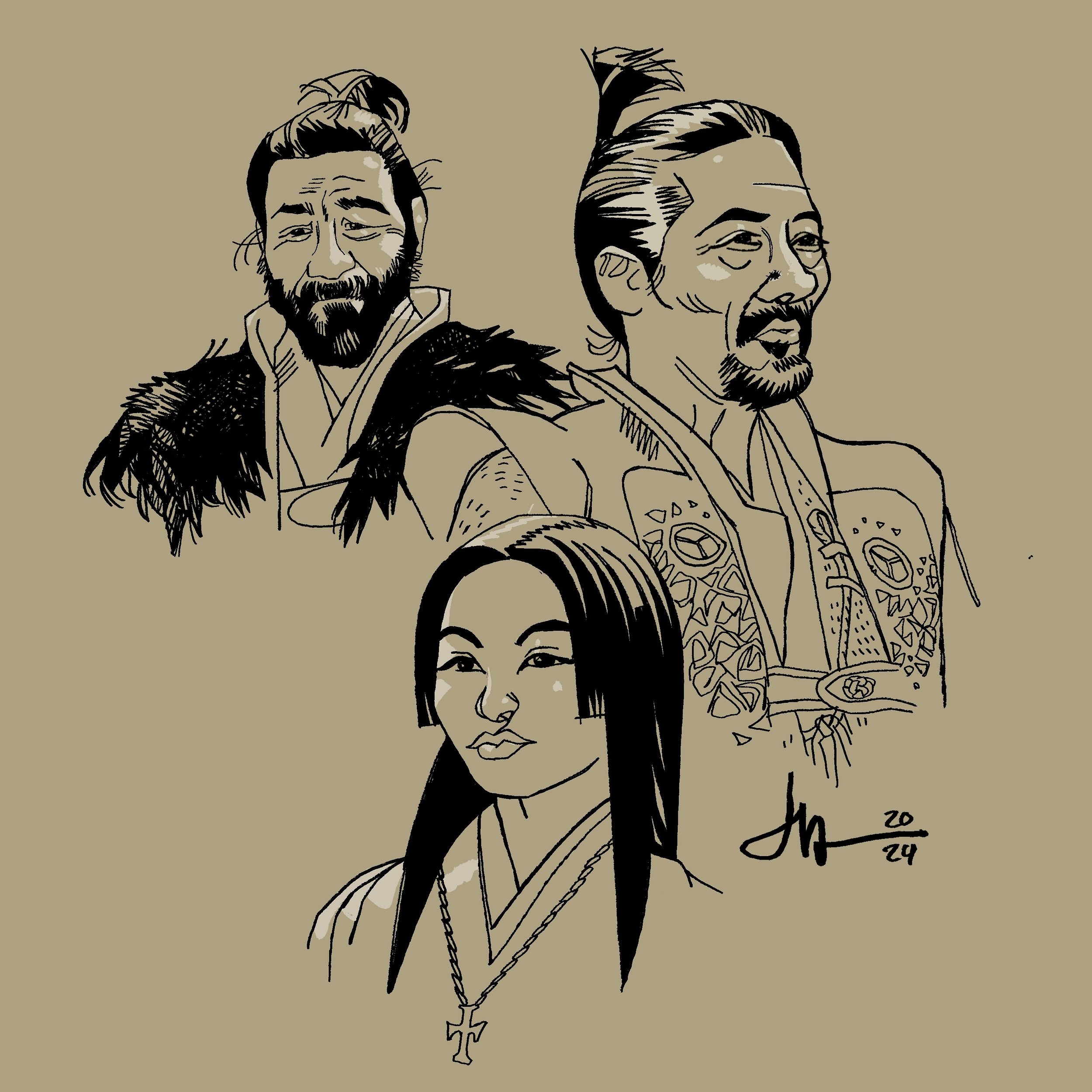Quick studies from SHOGUN on FX. Are you watching? Don&rsquo;t spoil the finale for me! For comics &amp; more read/join my NEWSLETTER at the link in bio. 

#shogun #fx #comics #comicbooks #caricature #lifedrawing