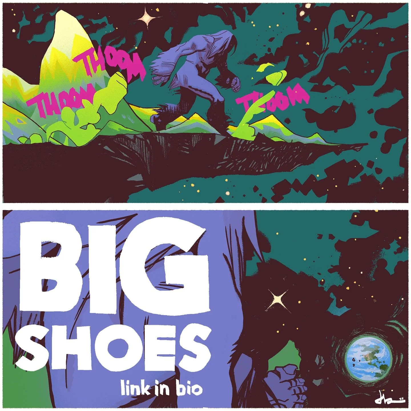 Read the first chapters of my new comic BIG SHOES at the link in bio. It&rsquo;s about the hunt for a Sasquatch&hellip; and way more. 

#cryptid #cartoonist #comicbooks #sasquatch #bigfoot #comicsart