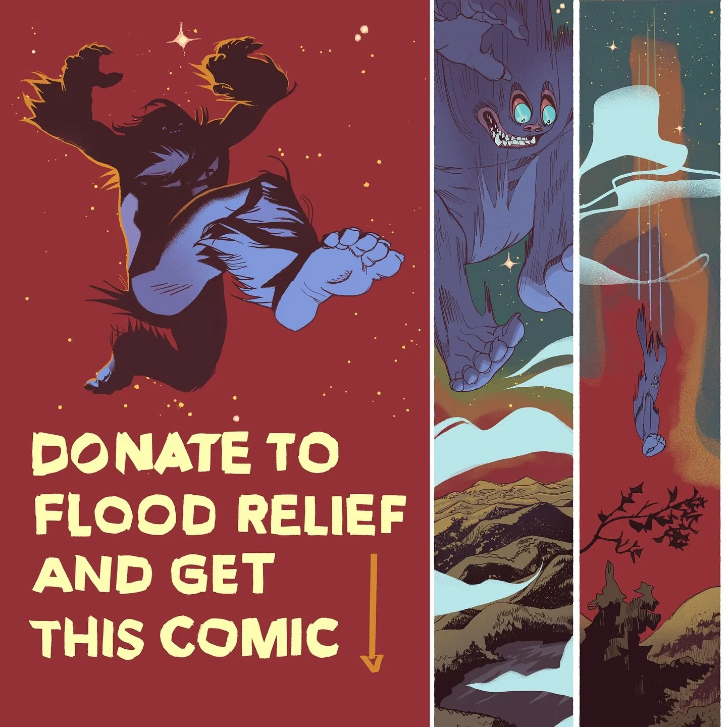 Western NC was devastated by flooding caused by Hurricane Helene. So in an effort to encourage people to pitch in I&rsquo;ll be sending out digital copies (over 40 pages) of my brand new, as yet unpublished comic BIG SHOES in exchange for a proof of 