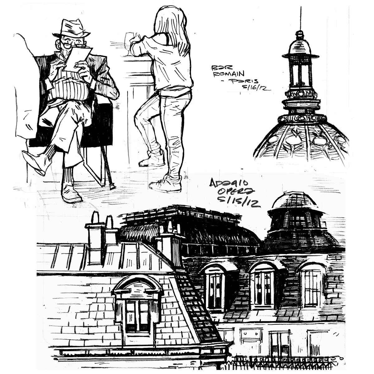 Sketches of #paris over the years. Looking to add to them this week. Comics &amp; more at the link in bio. 

#sketchbook #france #lifedrawing