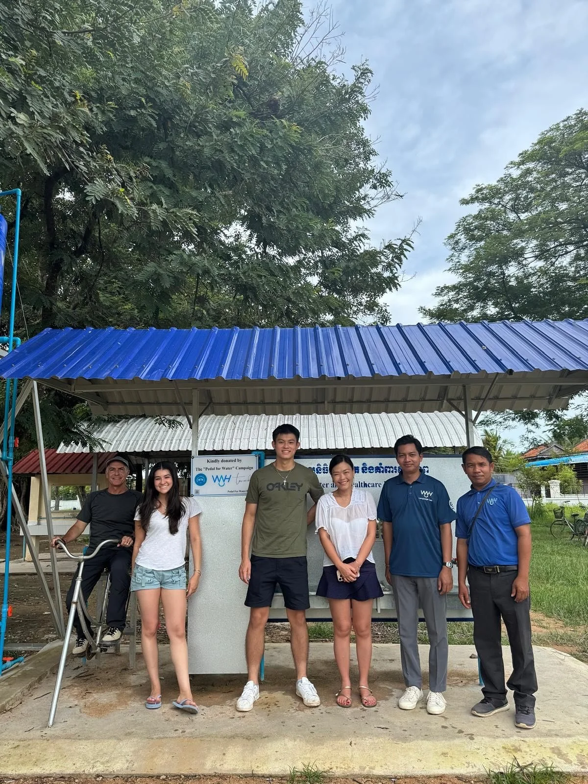 A Pedal Power huddle to celebrate the opening of new clean water systems in Kampong Chhnang schools💙😄💧

The Pedal For Water campaign for clean water continues to change the world for the better, one pedal pump at a time, for underserved communitie
