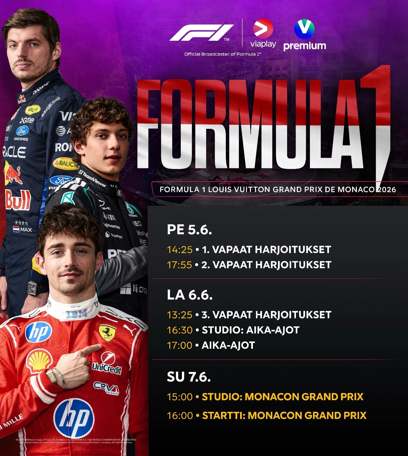 Kiireiset viikot 🏁🔥🏆&hearts;️

Let&rsquo;s go! @viaplaymotorfi @viaplayurheilu @f1