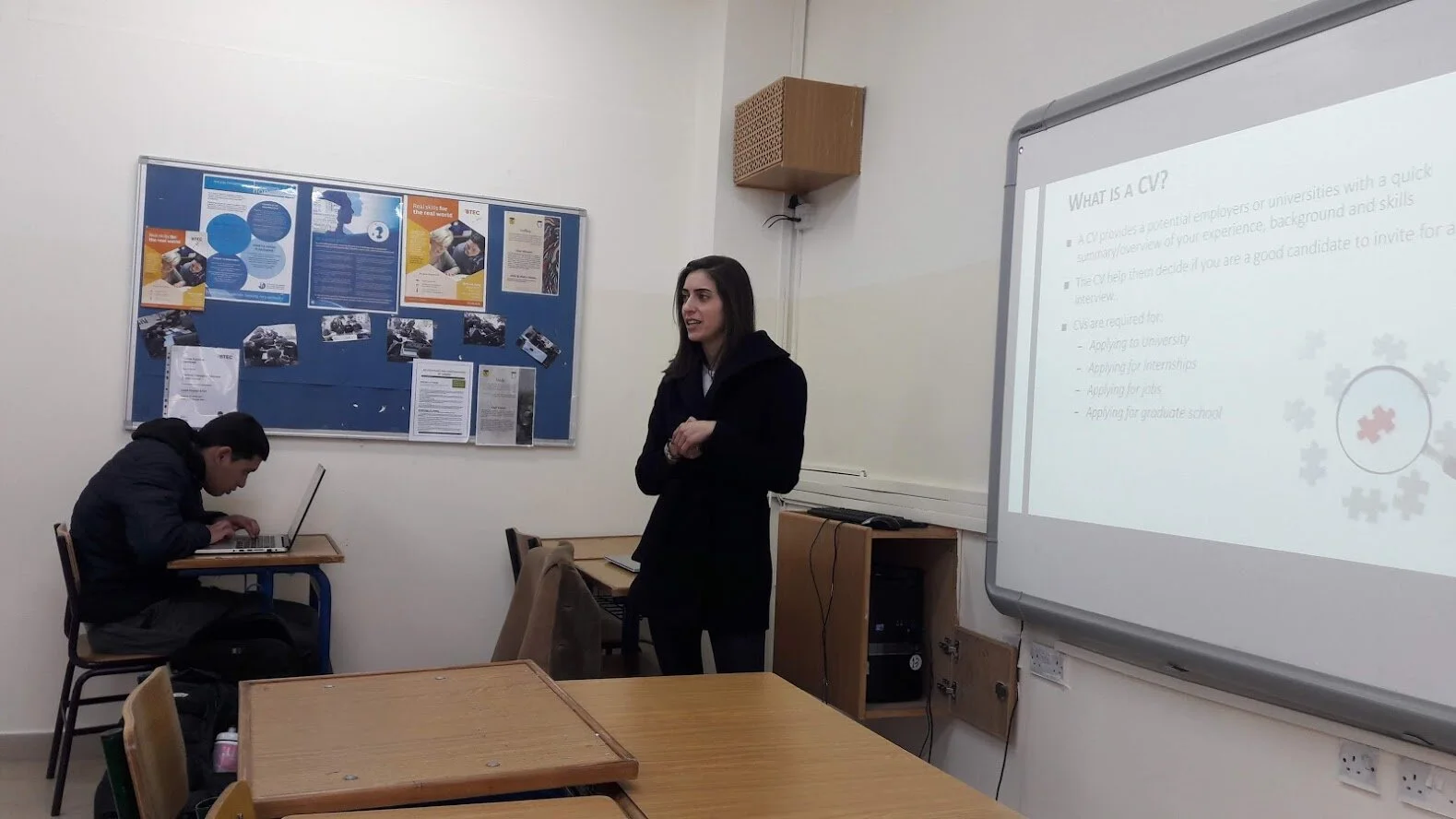 Ms. Jumana Abu Hassan talking about creating a CV.jpg