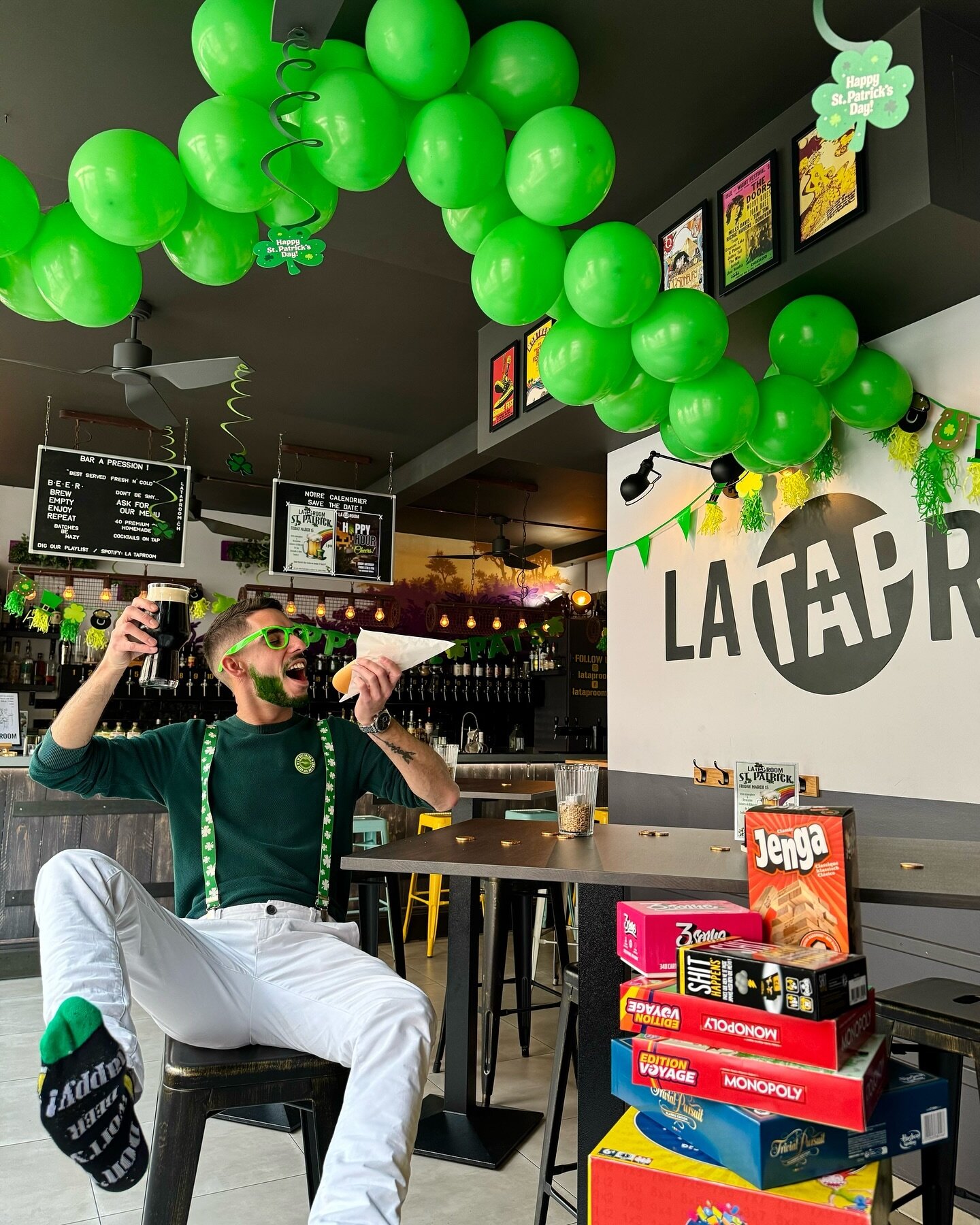 Happy Saint Patrick&rsquo;s Day 🍀

Folks!! We wish you a joyful Saint Patrick&rsquo;s! 💚🤍🧡 For the occasion, Ben has dyed his beard green, and your favorite taproom is open today from 4 PM to 10 PM 🥳🥳 On the menu: Guinness and Kilkenny on tap, 