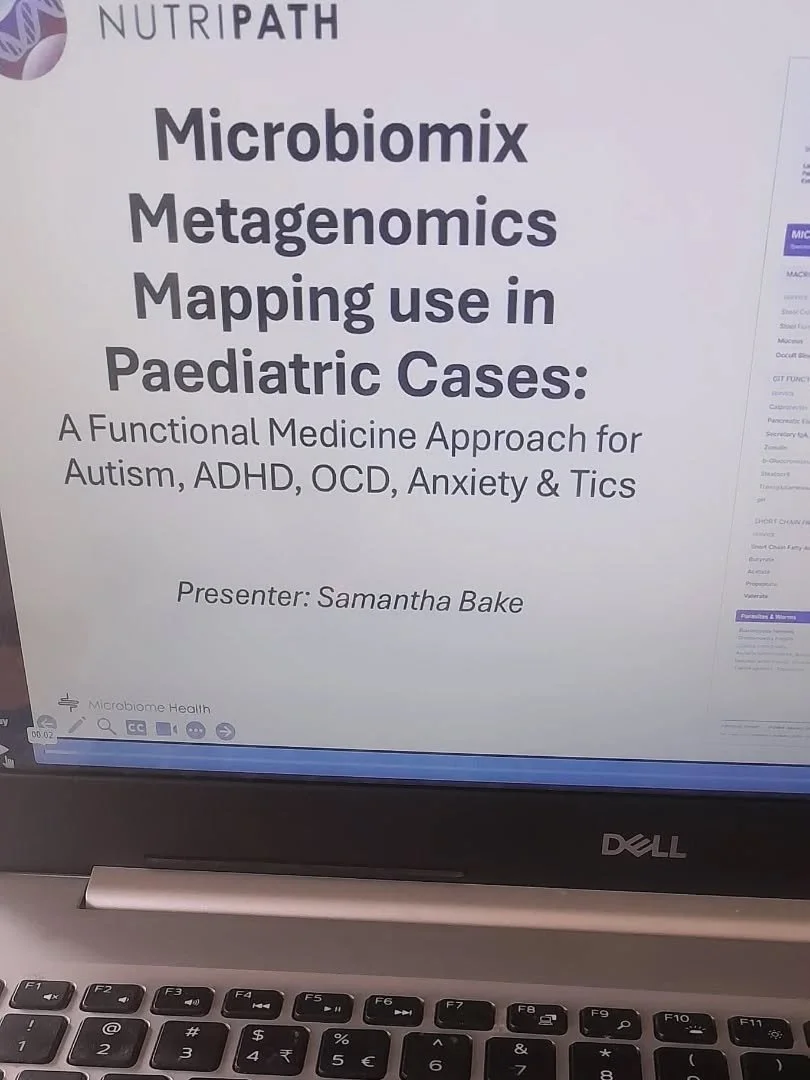 A recent training - a functional medicine approach to ADHD, Autism, Anxiety, OCD and tics.

The link between the gut microbiome, brain function, cognition and emotional regulation is truly fascinating! 

Did you know:

🧠  Up to 70% of children with 
