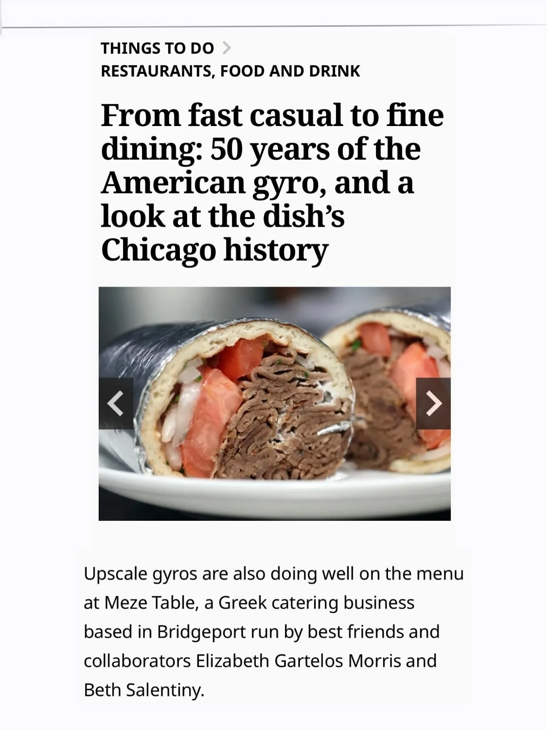 We Are Doing A Super Fun Take On Gyros Right Now&hellip; We Got To Talk About All Things Greek With @chicagotribune In Celebration of 50 Years Of Gyros Cone Technology. 
Read The Article At The Link In Our Bio 
&amp; 
Come Eat &ldquo;The Gyro Hero&rd
