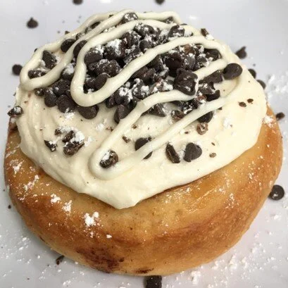 A chocolate chip banana pancake roll from Cinnaholic, a vegan pastry chain that started in Berkeley, California.jpg