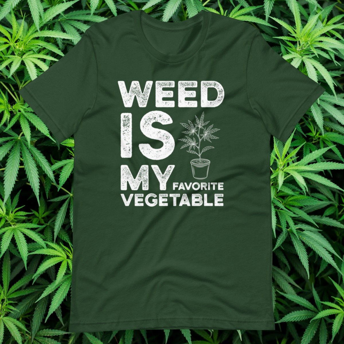 Vegan t-shirt that says weed is my favorite vegetable.jpg