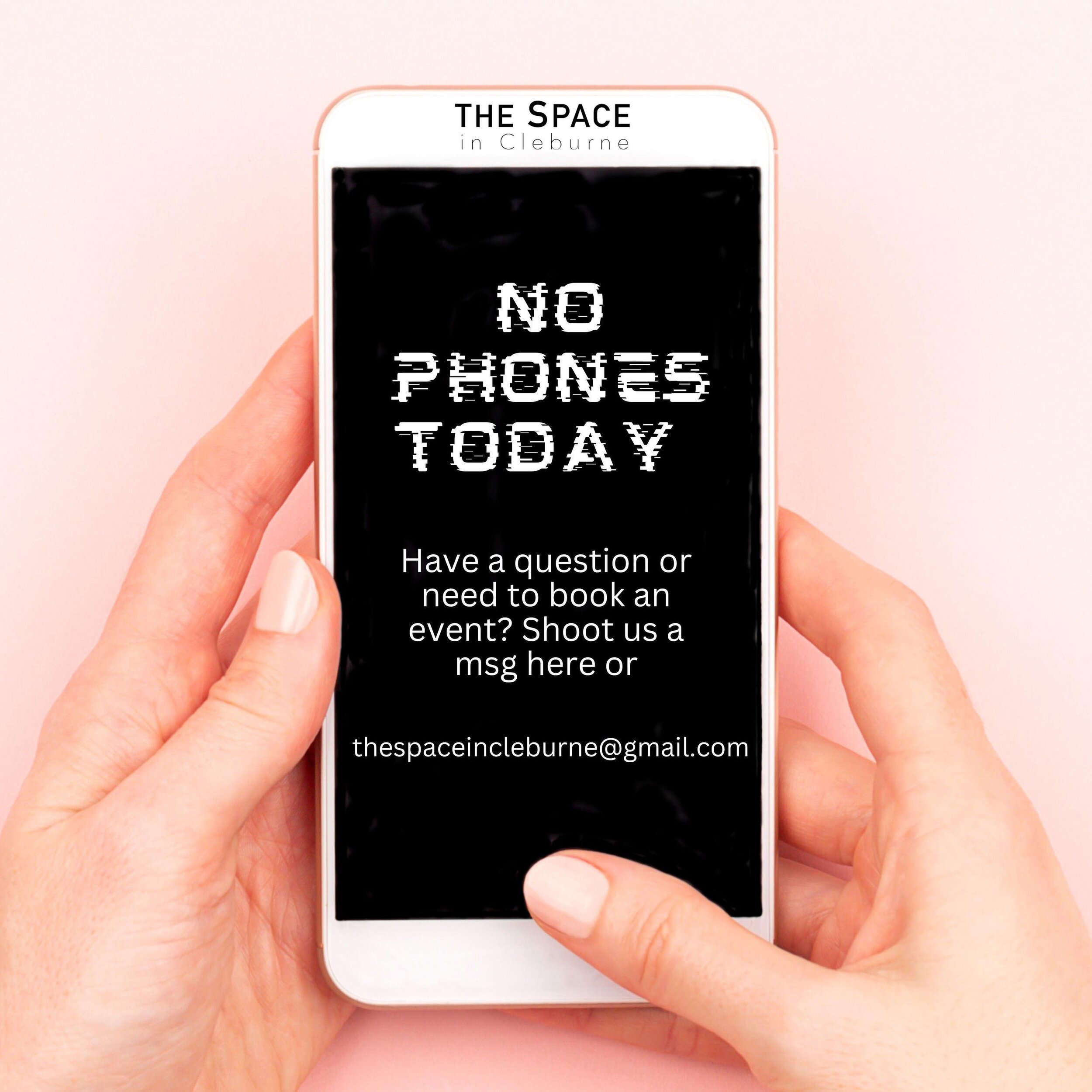 Our phones, like many across the nation, have been off and on today. Please feel free to send us a msg on our social pages or to our email at thespaceincleburne@gmail.com