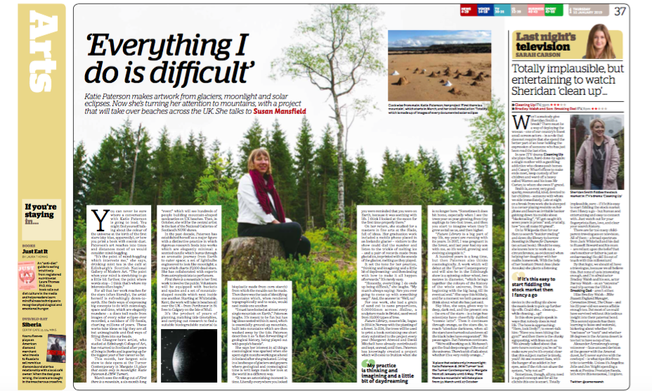Katie Paterson interview, I newspaper, January 2019