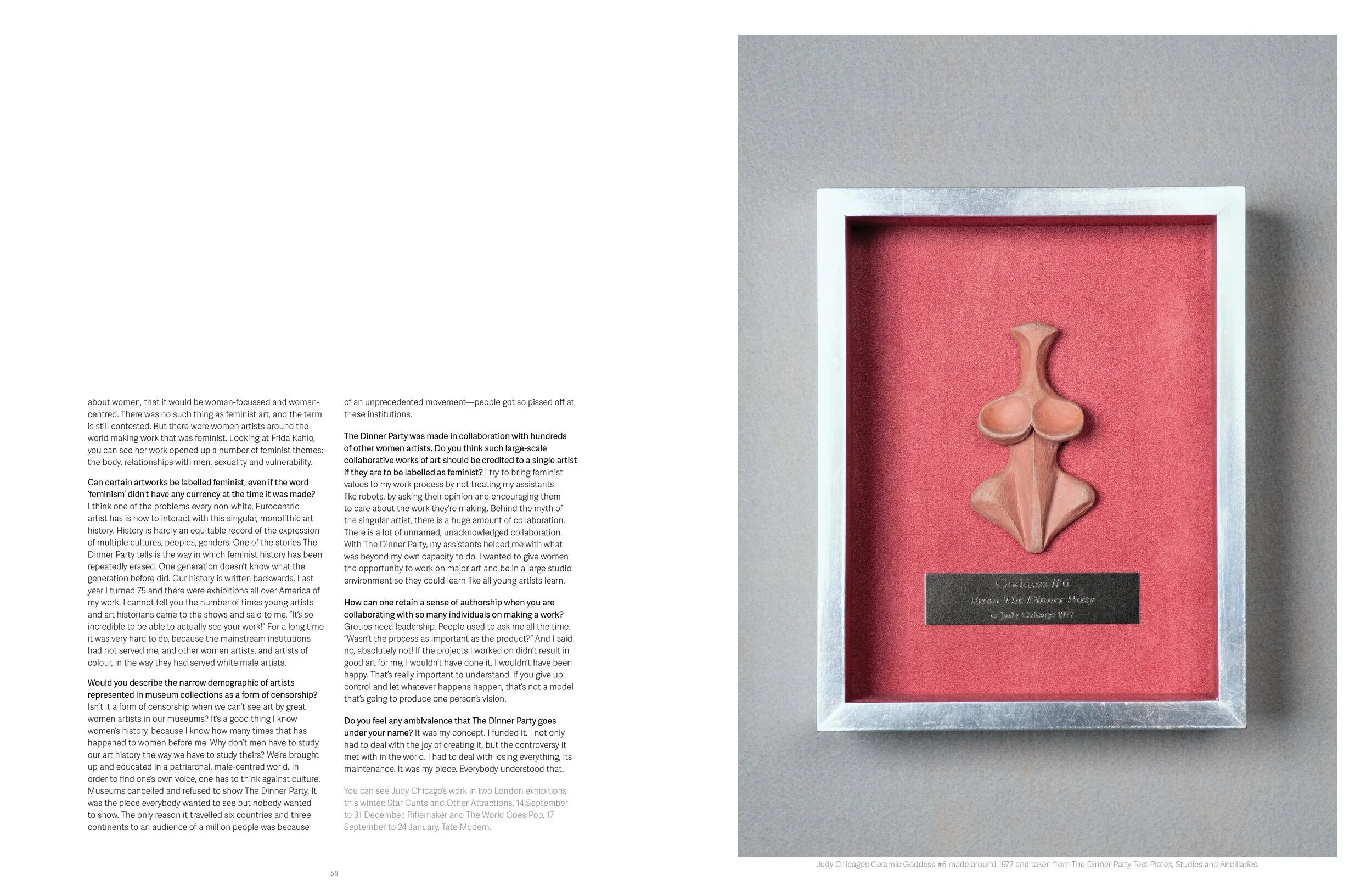 Judy Chicago, Oh Comely magazine, October 2015