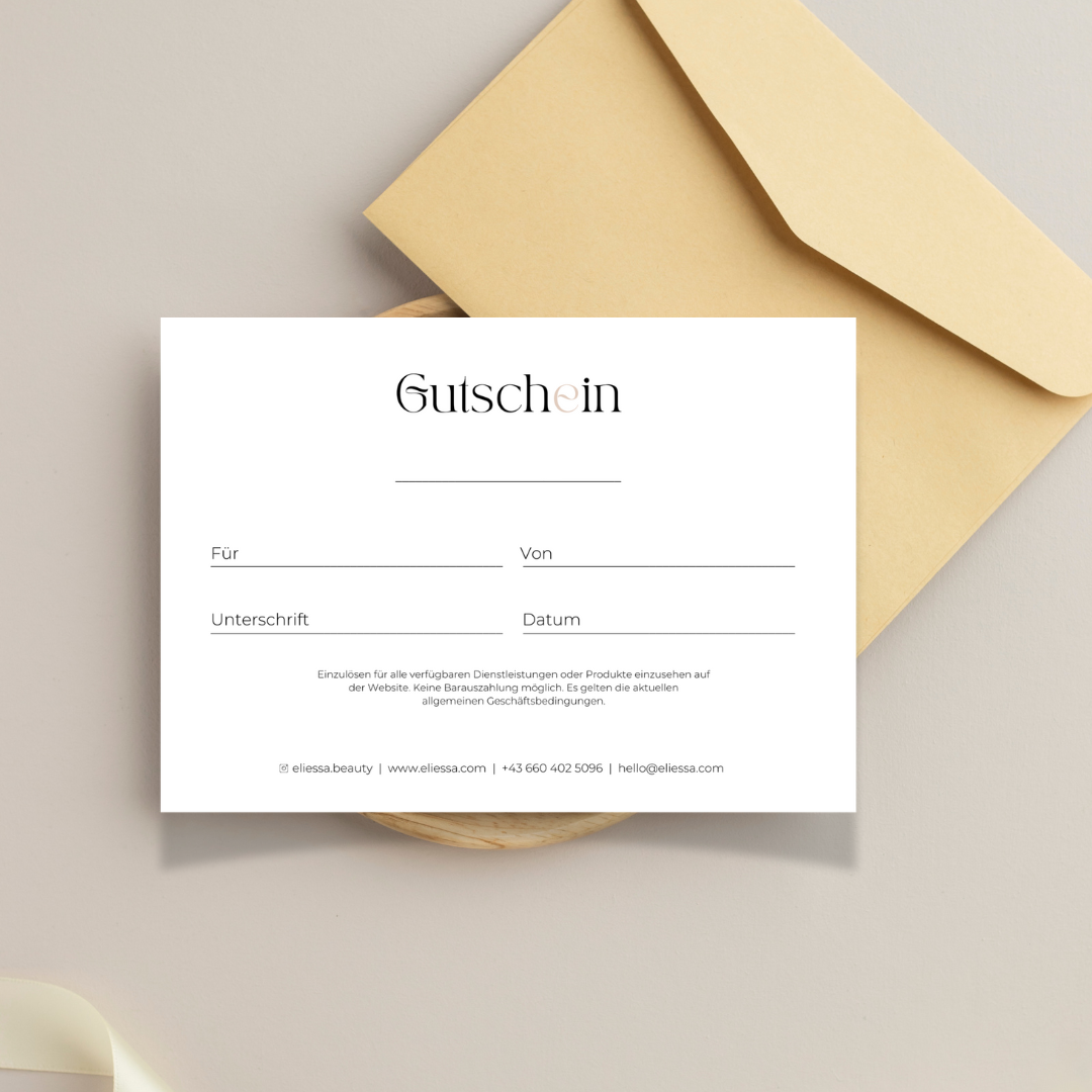 Produktfoto eines gedruckten eliessa Wertgutscheins, Rückseite.