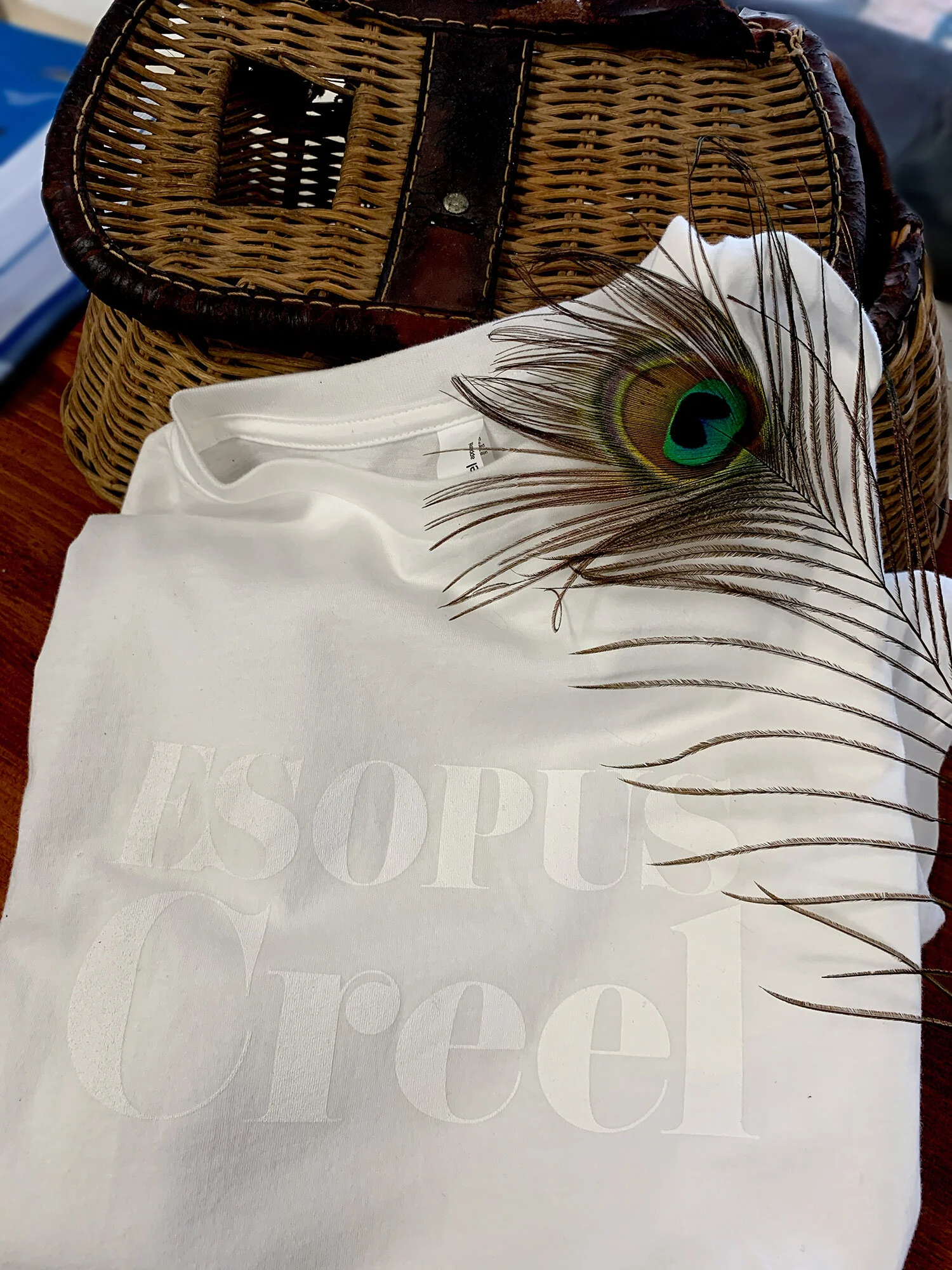 Esopus Creel Logo T-Shirt | White on White
