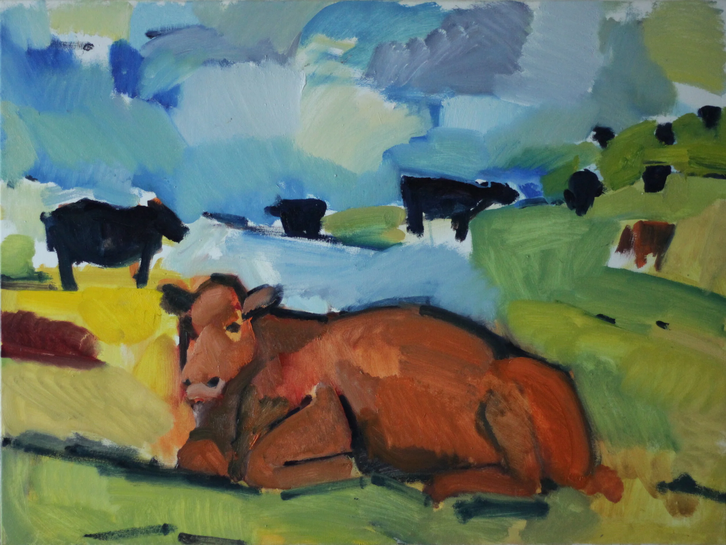 6.Cows on The South Downs, Oil on Canvas, 76 x 102 cm.JPG